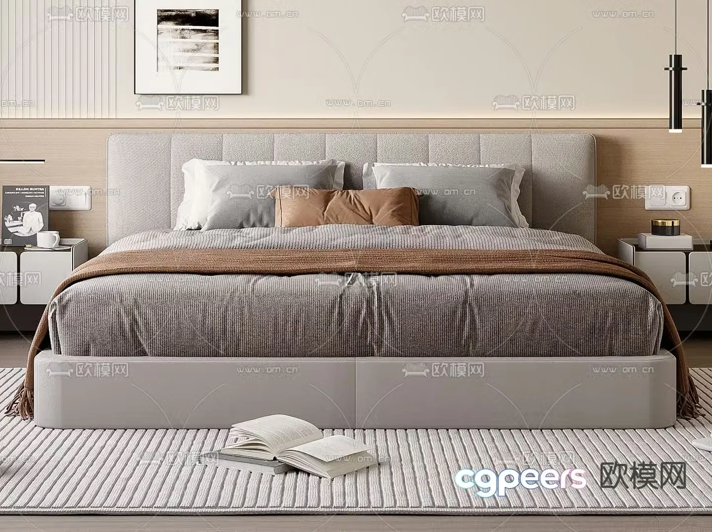 Modern double bed 3d model