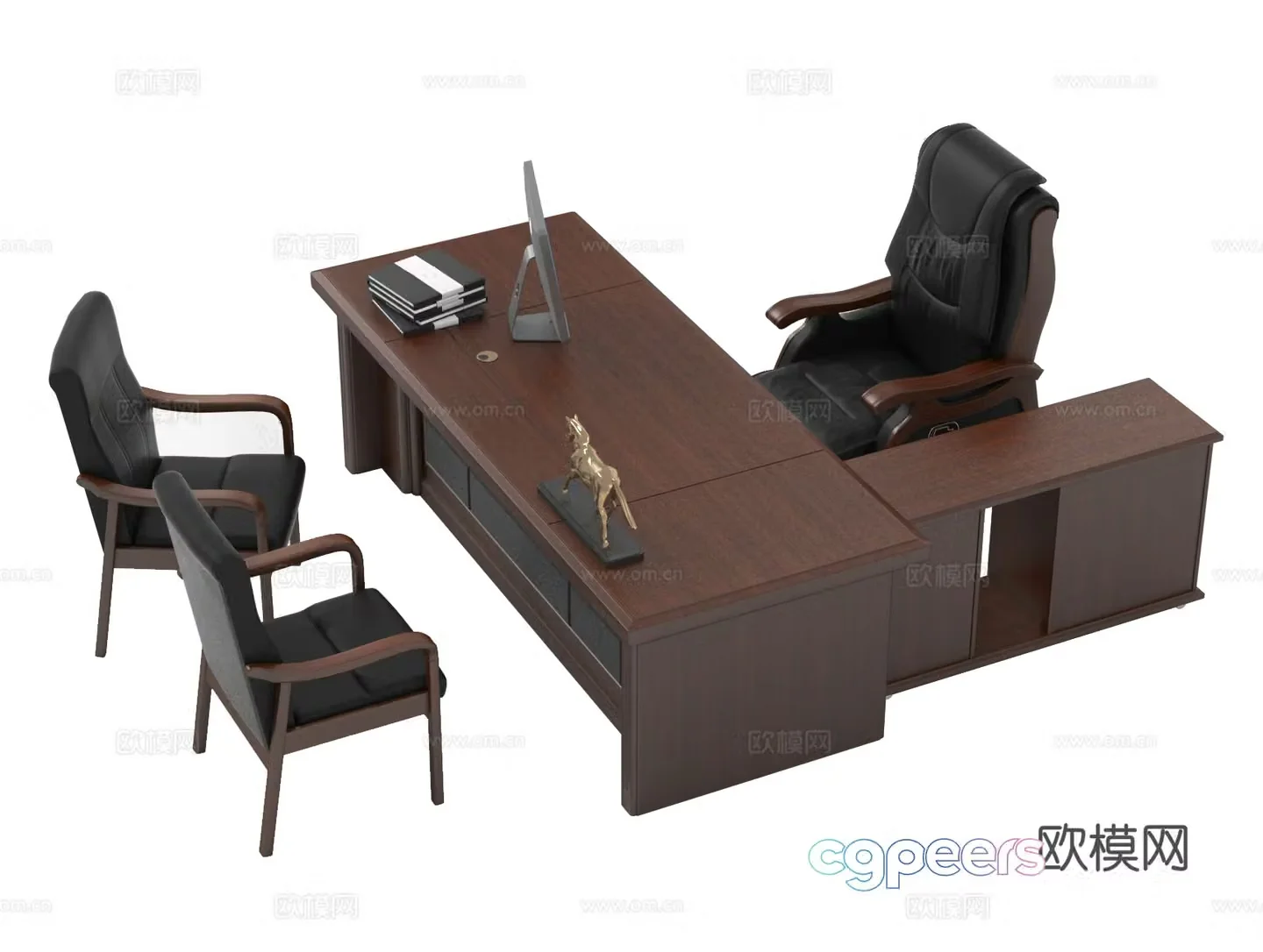Office desk chair boss desk leader desk 3d model