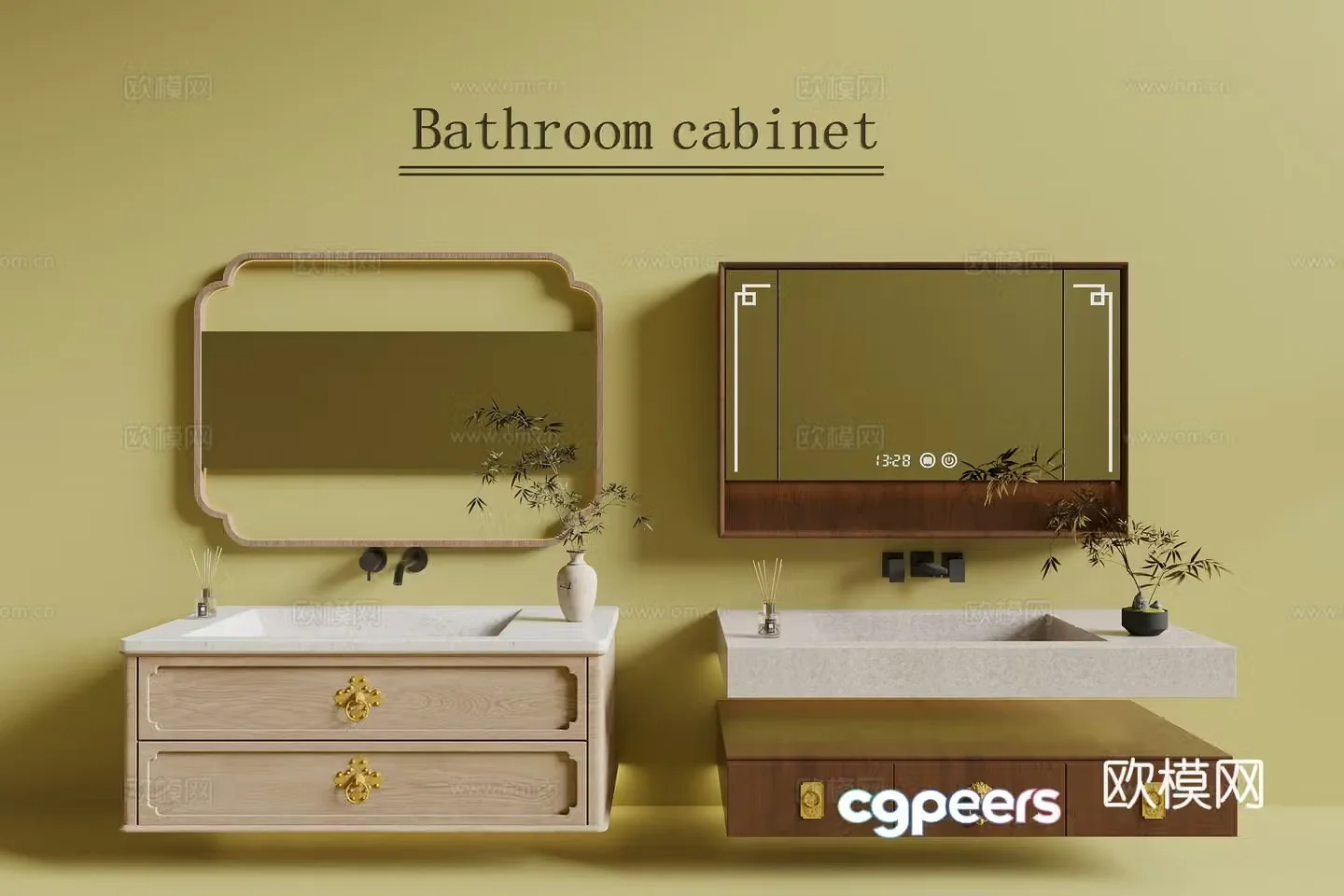 New Chinese style bathroom cabinet 3D model