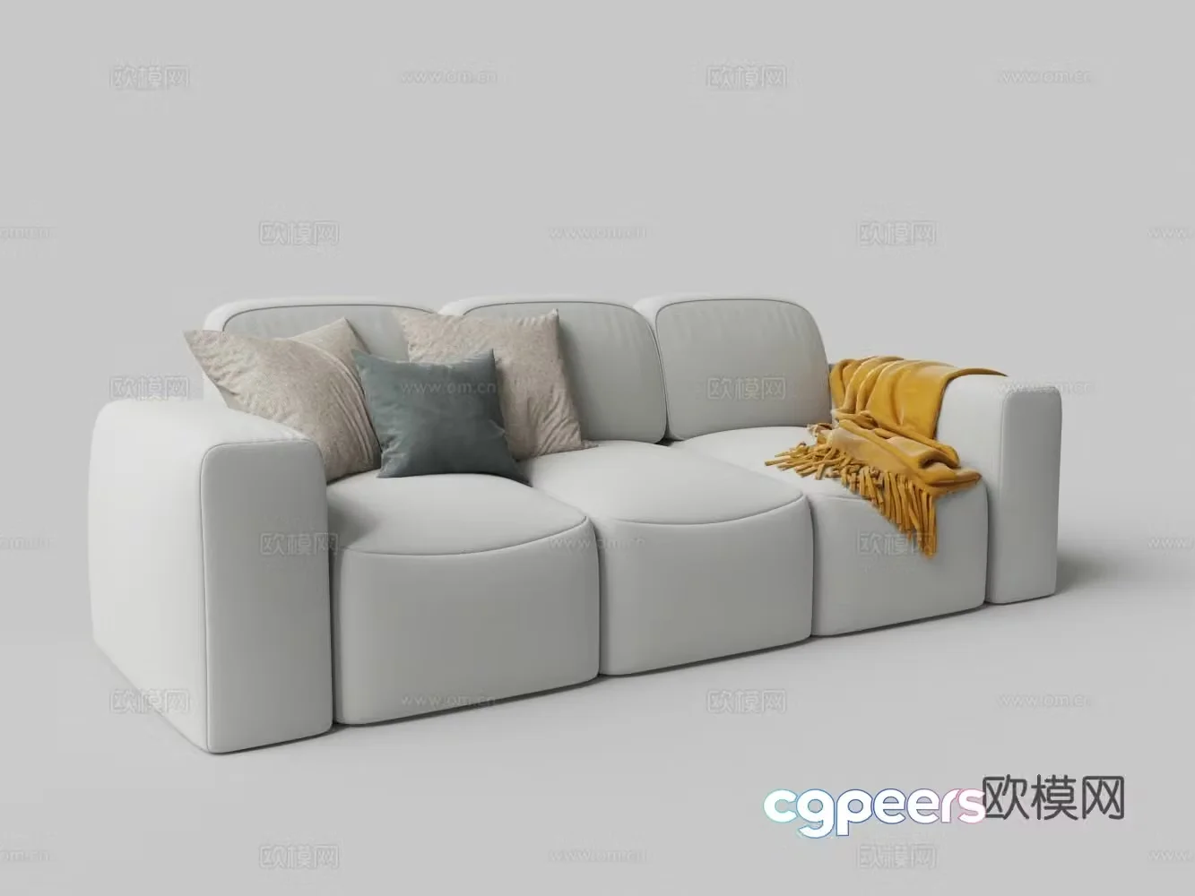 Modern fabric multiplayer bread sofa 3d model