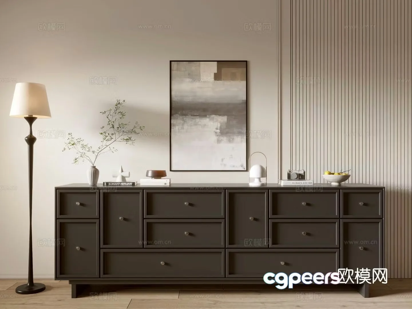 Modern chest of drawers side cabinet 3d model