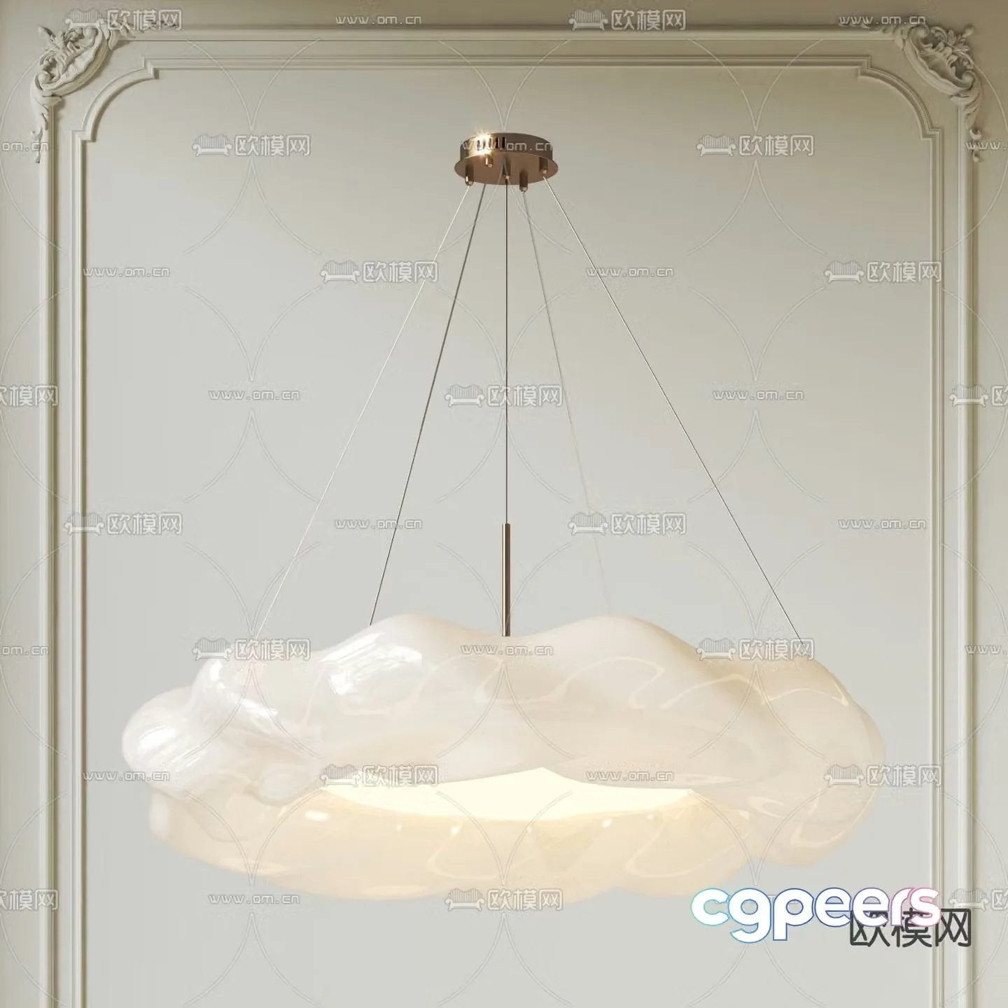 Cream style chandelier Internet celebrity chandelier Cloud chandelier 3D model