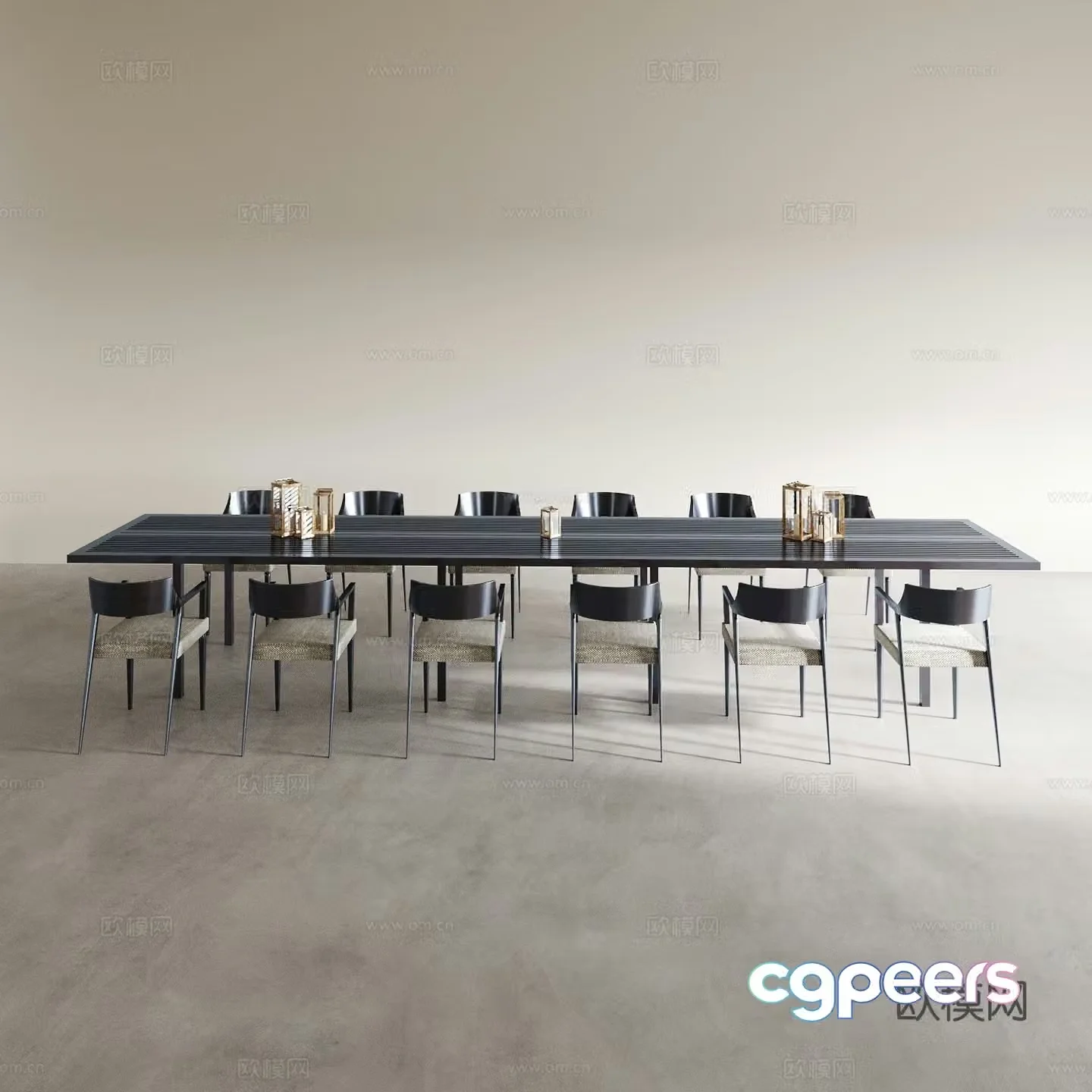 Modern dining table and chairs extra long table and chairs table for twelve people 3D model