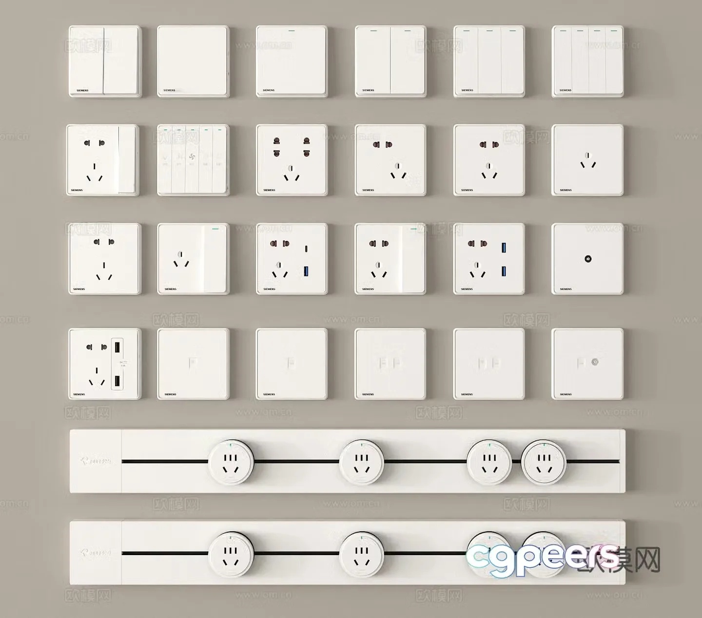 Sockets track sockets mobile sockets power switches 3D model