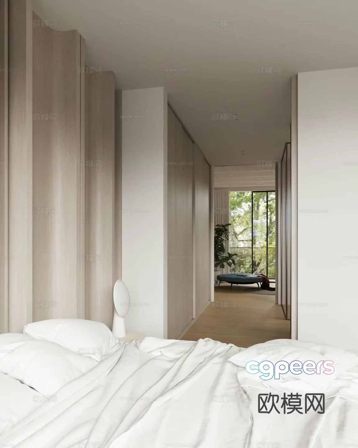 Modern double bed 3d model
