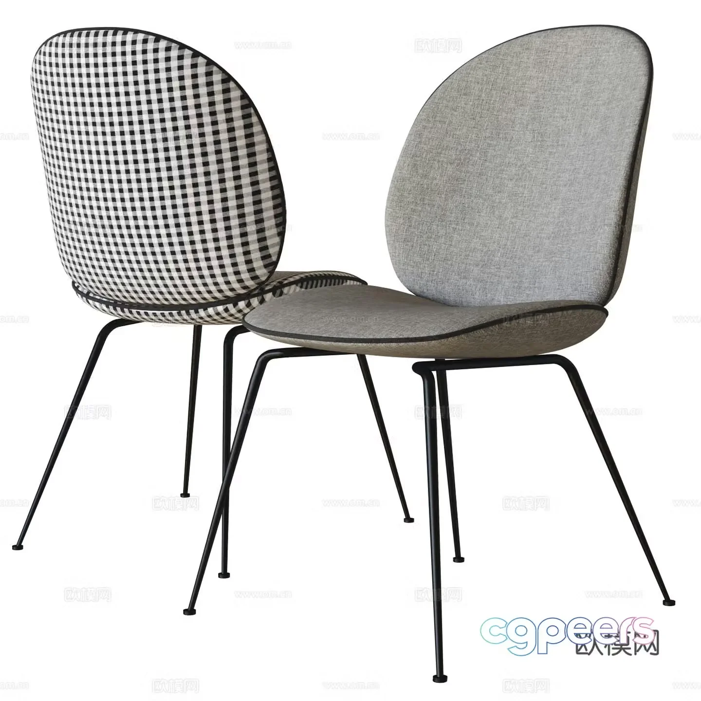 Modern plaid single chair dining chair chair 3d model