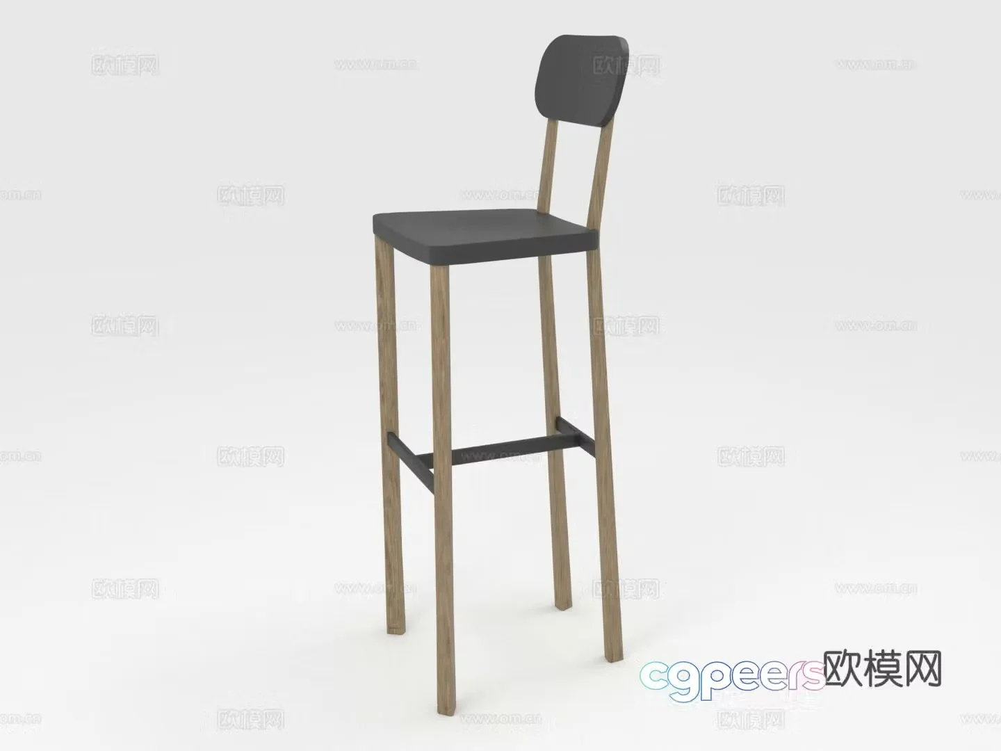Bar chair high chair wooden chair chair 3d model