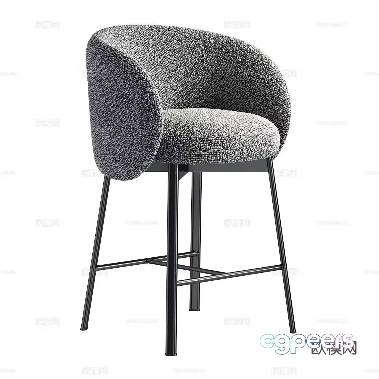 Frigerio Italian minimalist bar chair Modern bar chair Fabric bar chair Simple bar chair 3D model