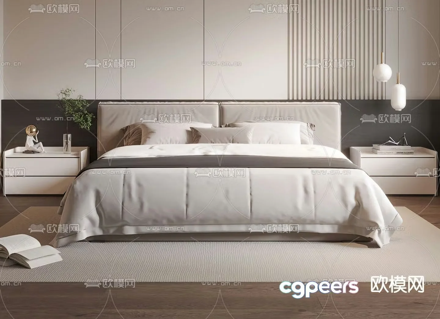 Modern double bed 3d model