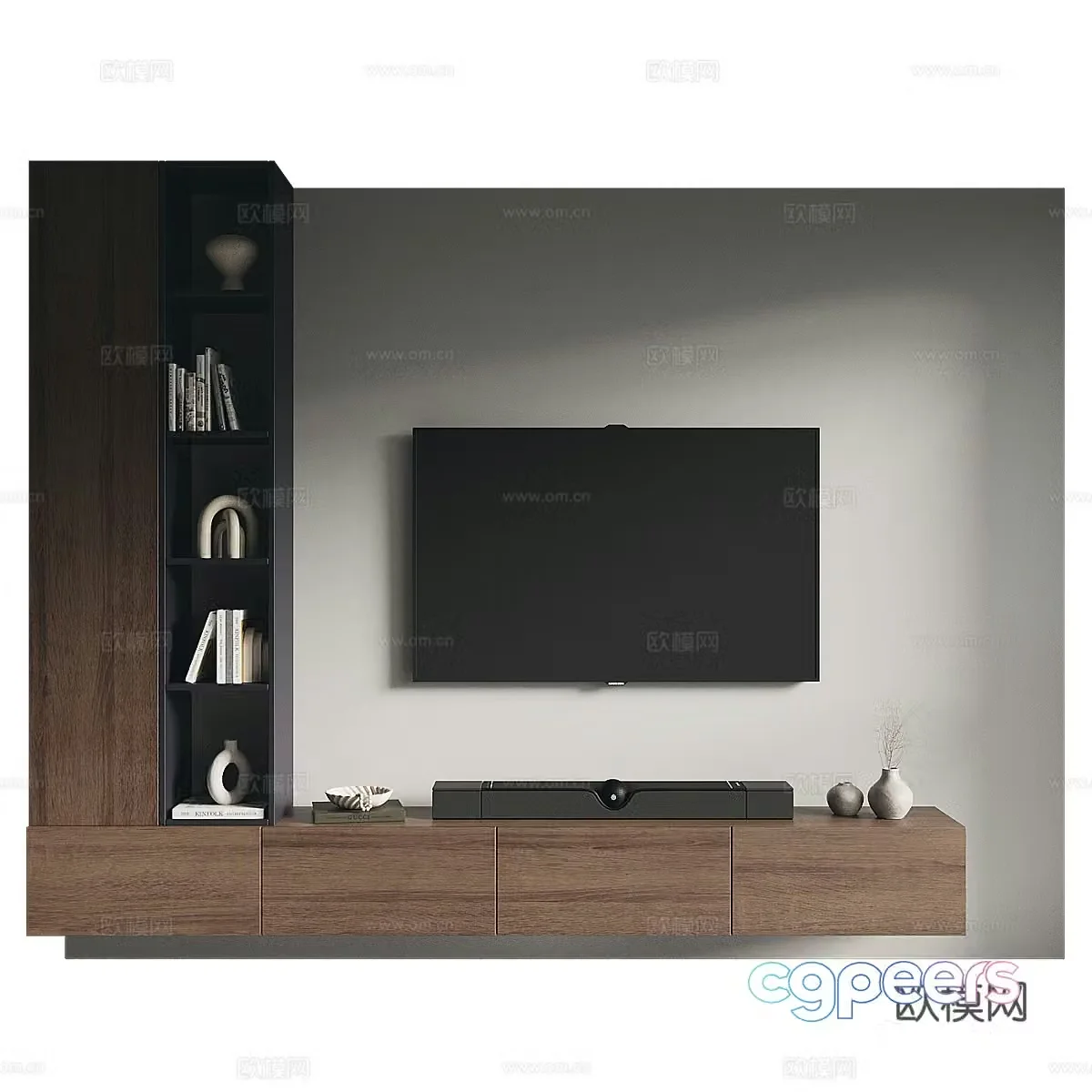 Modern Italian minimalist TV background wall 3d model
