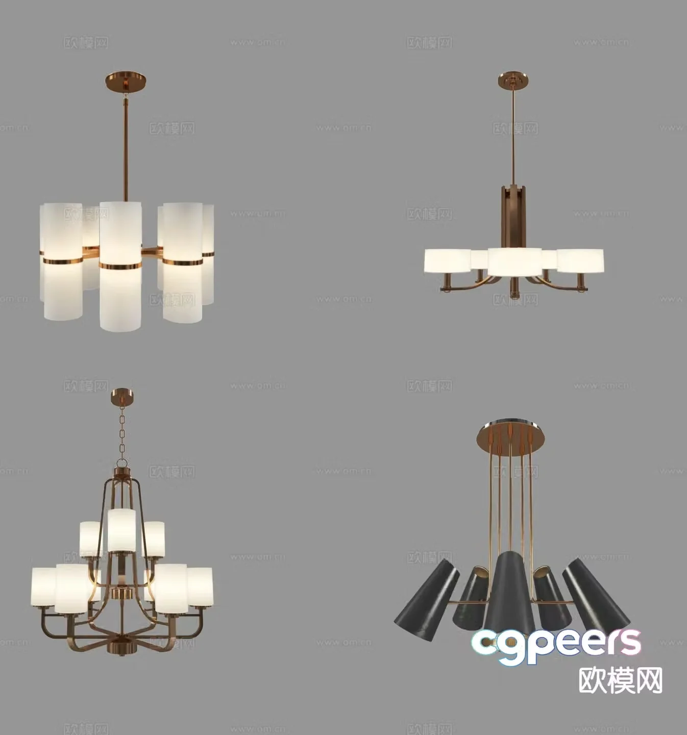 Modern multi-head chandelier hall chandelier 3d model