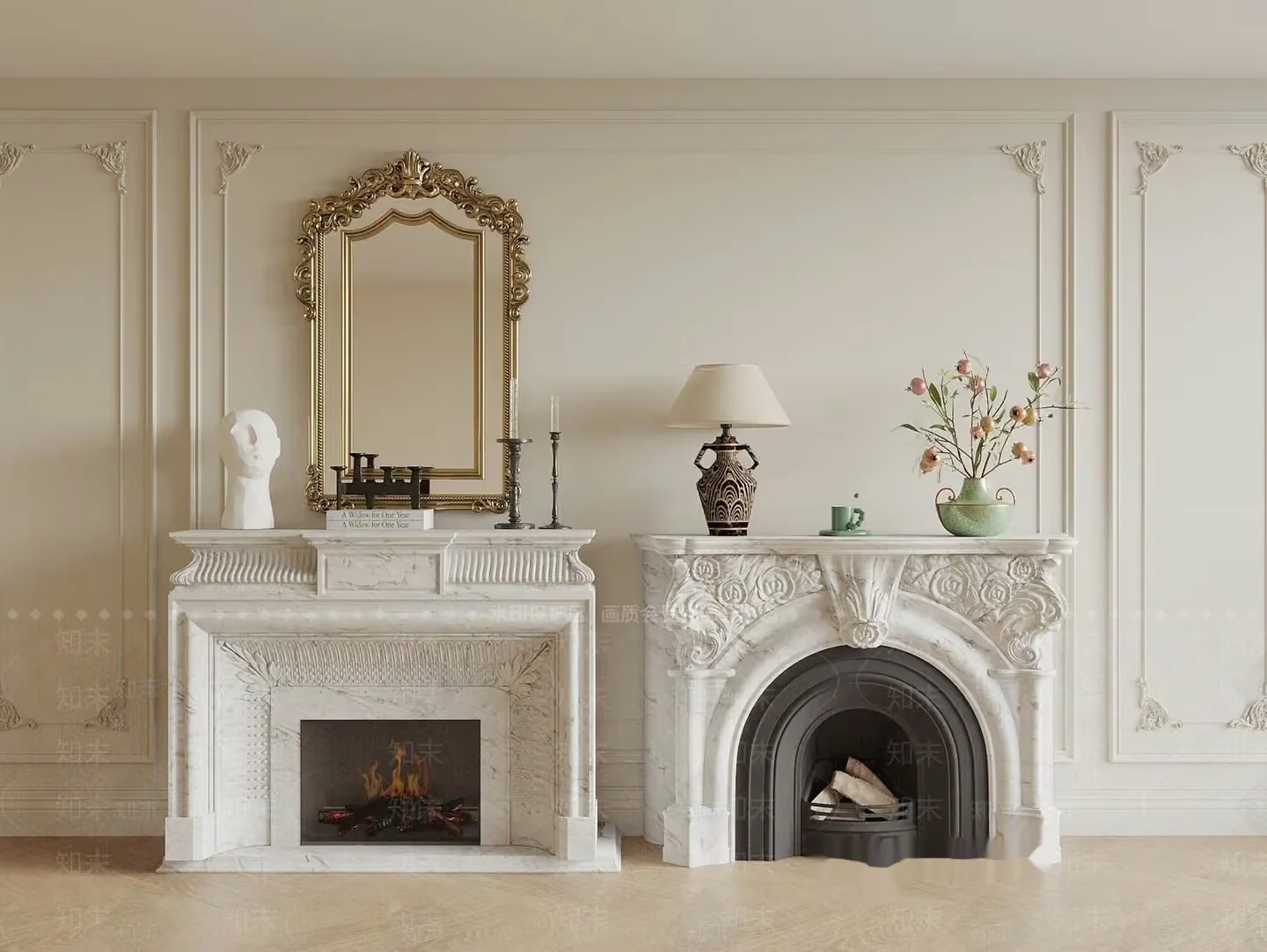 Classic White Mantels 3D Model – 14309 – VRAY Render