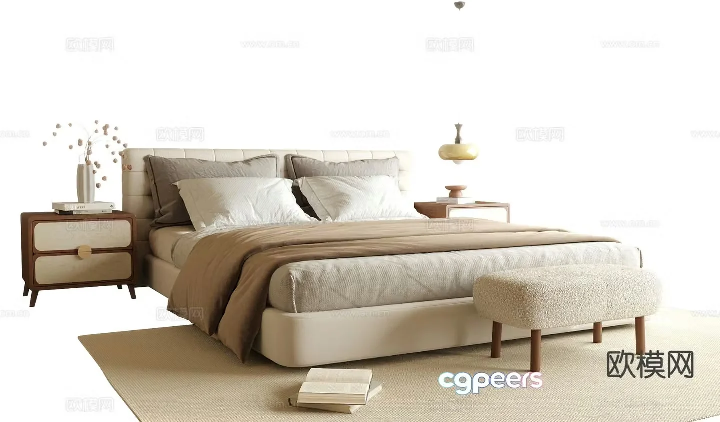 Medieval style double bed 3d model