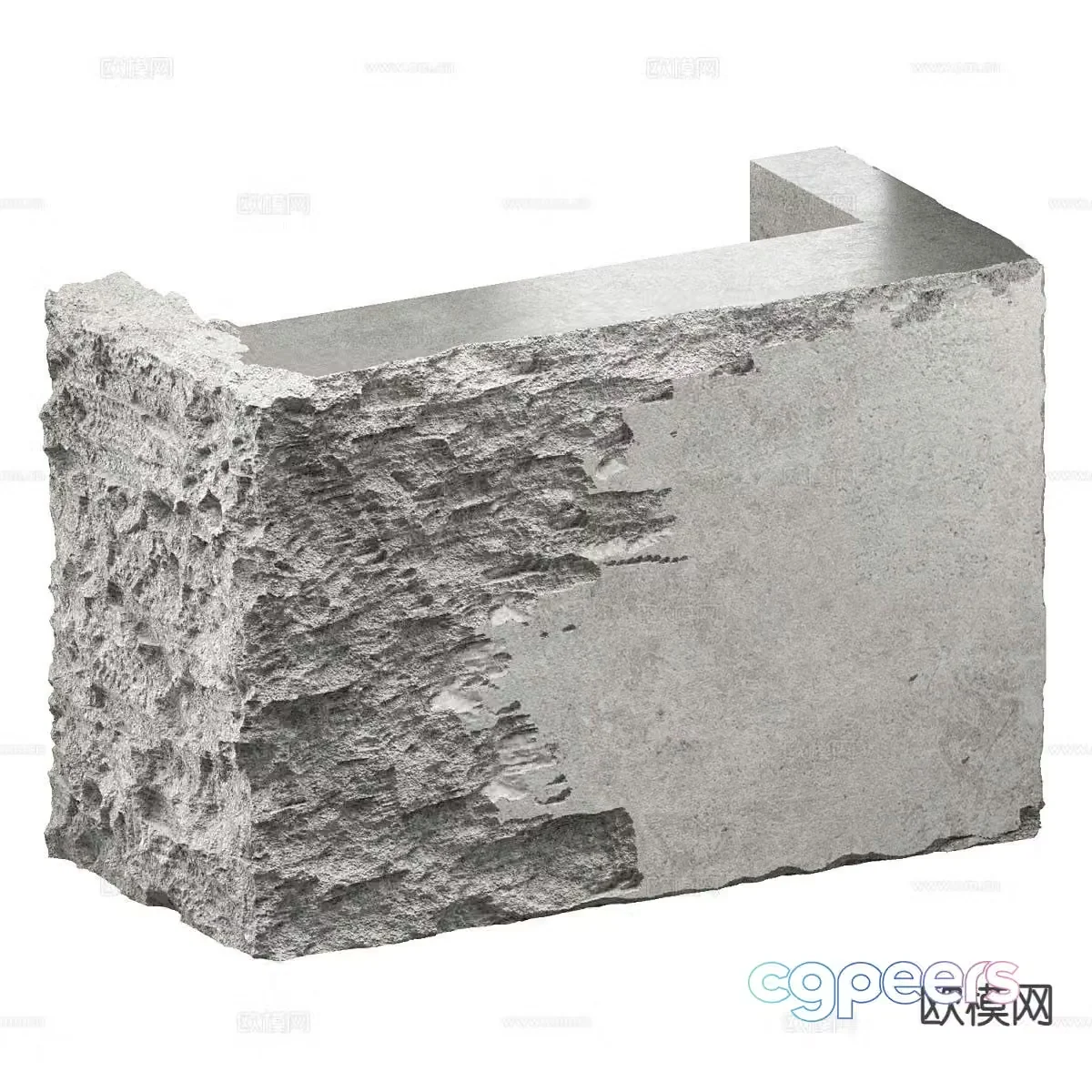 Industrial style stone front desk 3d model