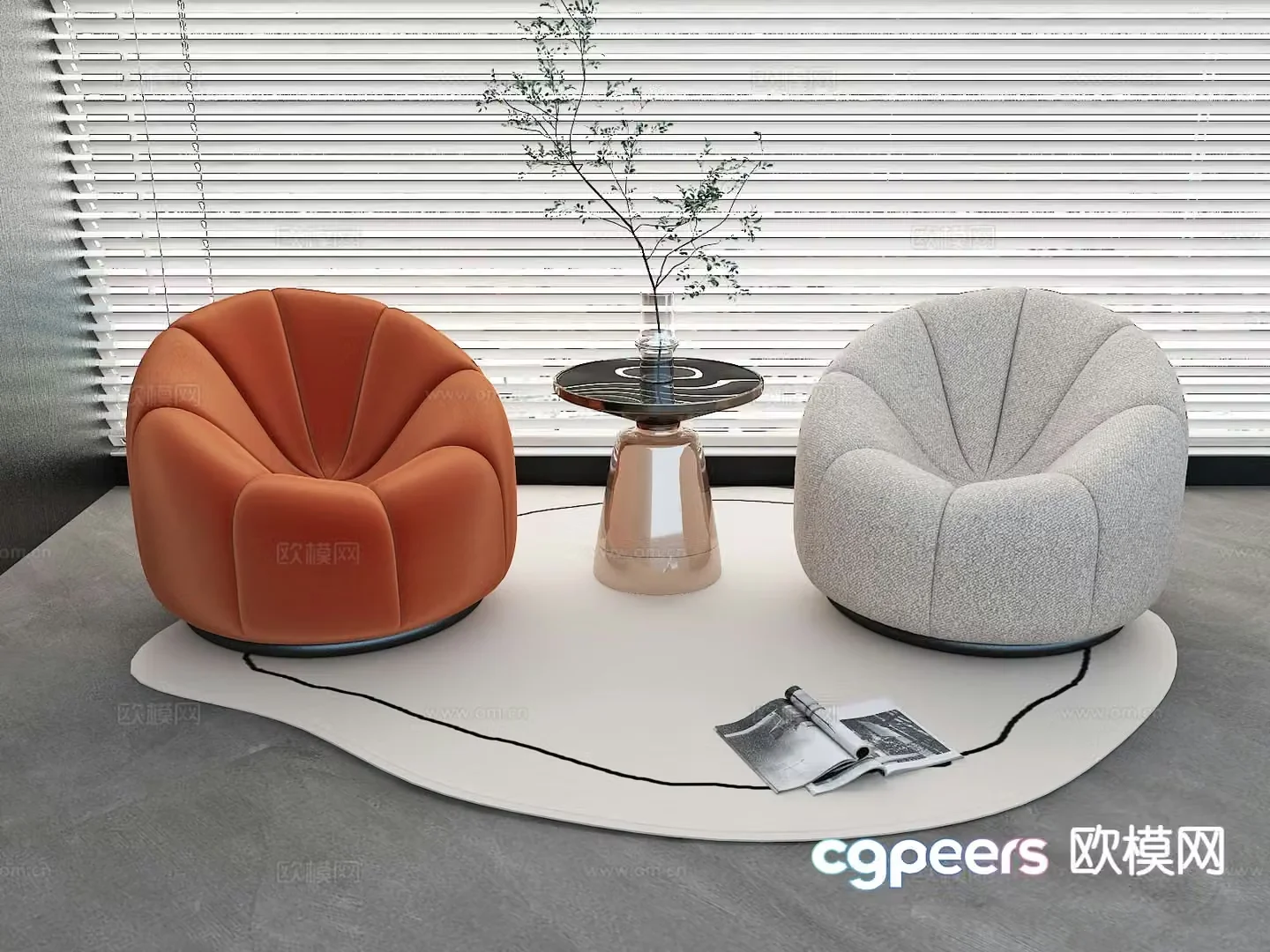 Modern single sofa 3d model