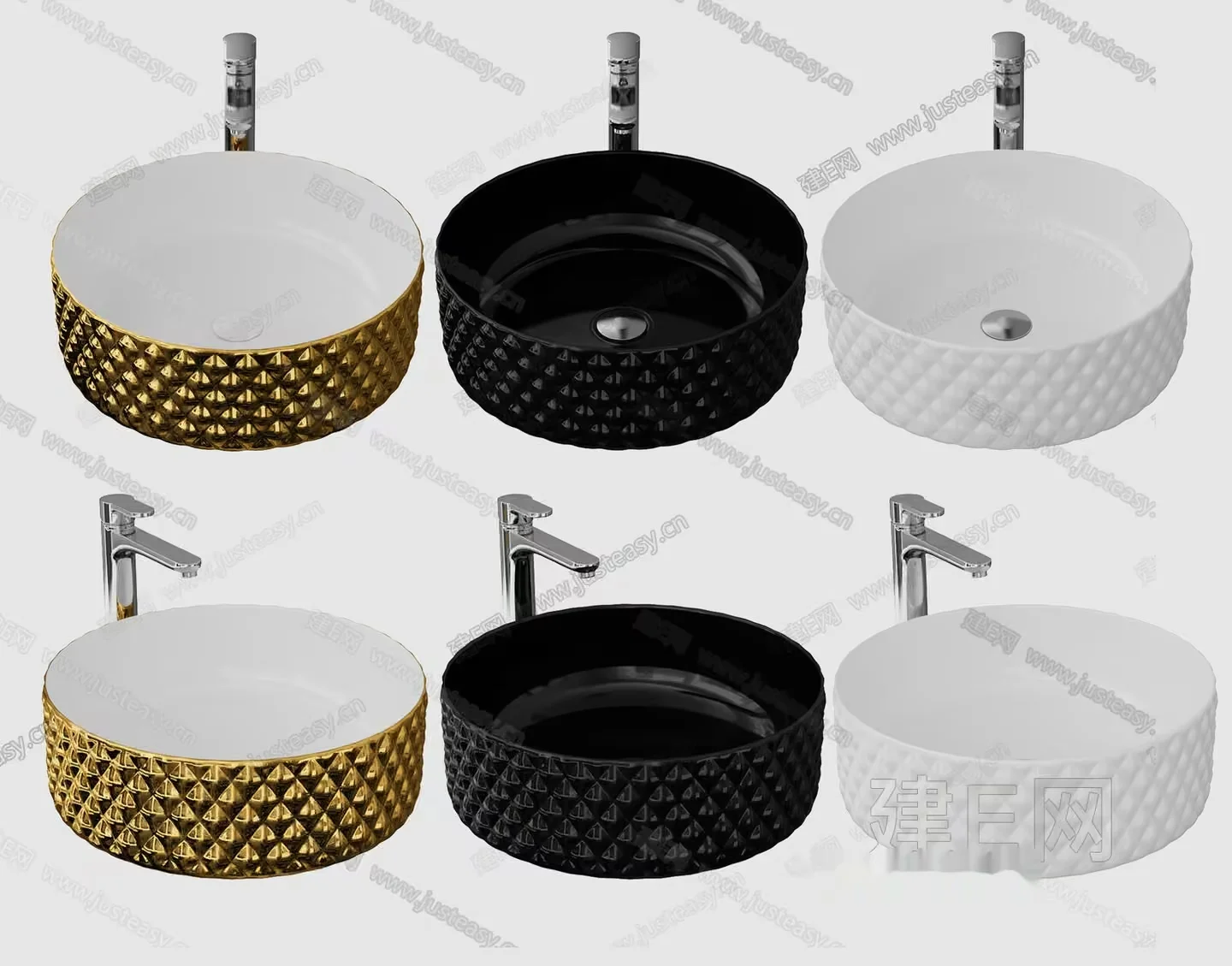 Three Sinks And Three Faucets 3D Model – 10847 – VRAY Render