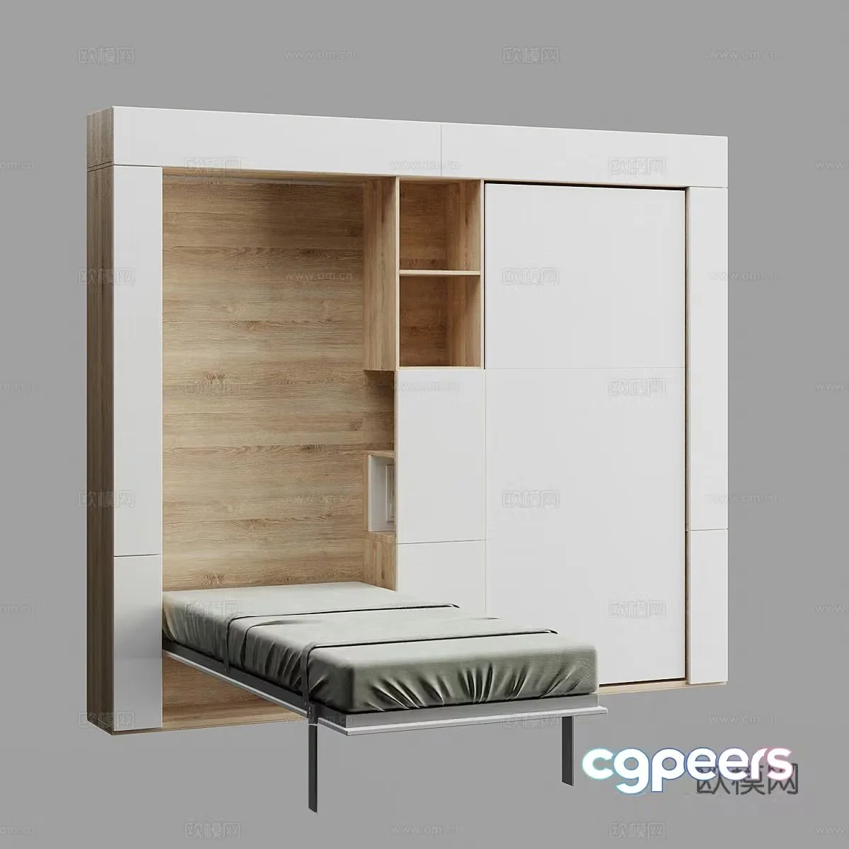 Nordic storage tatami bed folding bed locker 3D model