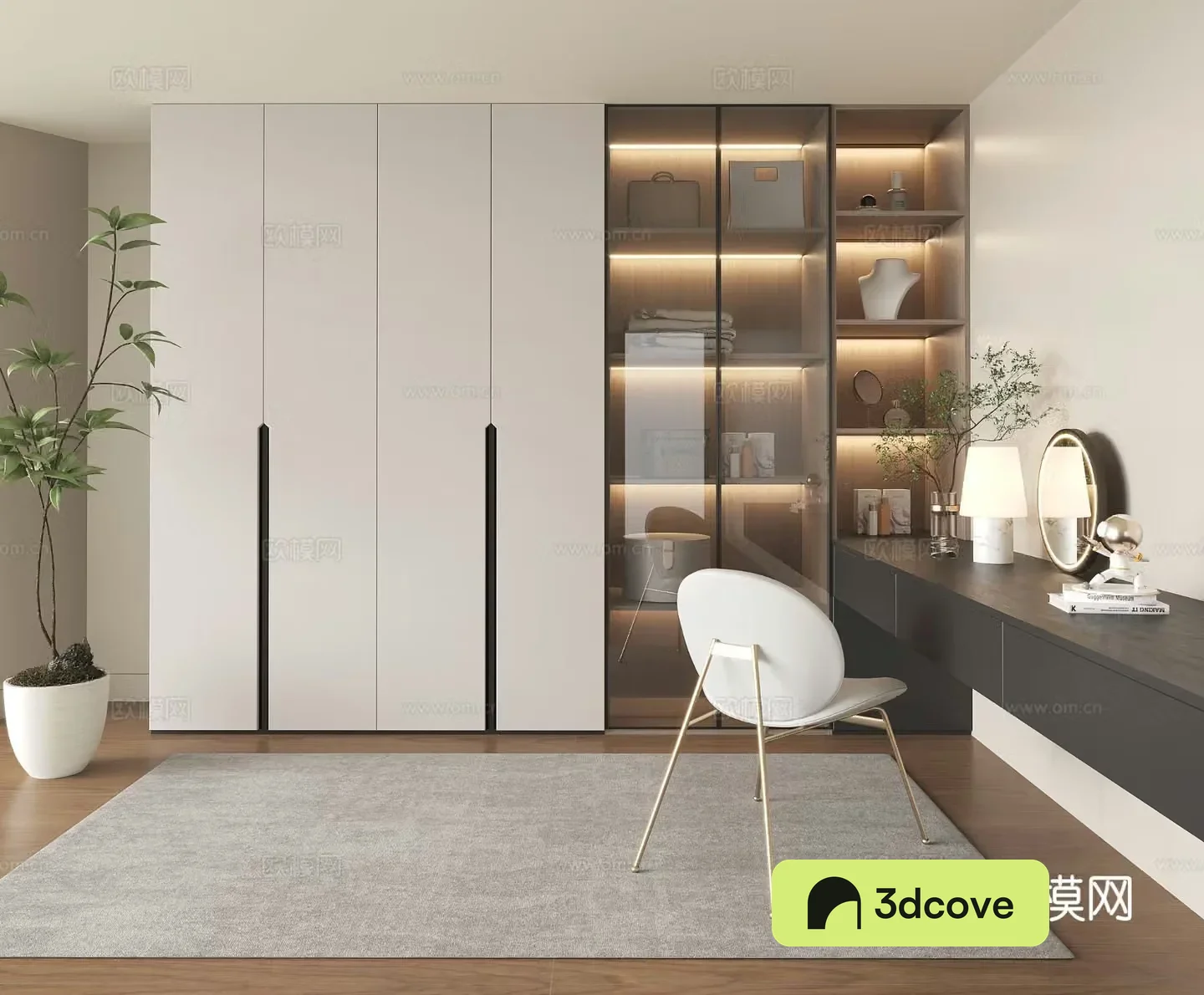 Modern wardrobe dresser integrated cabinet
