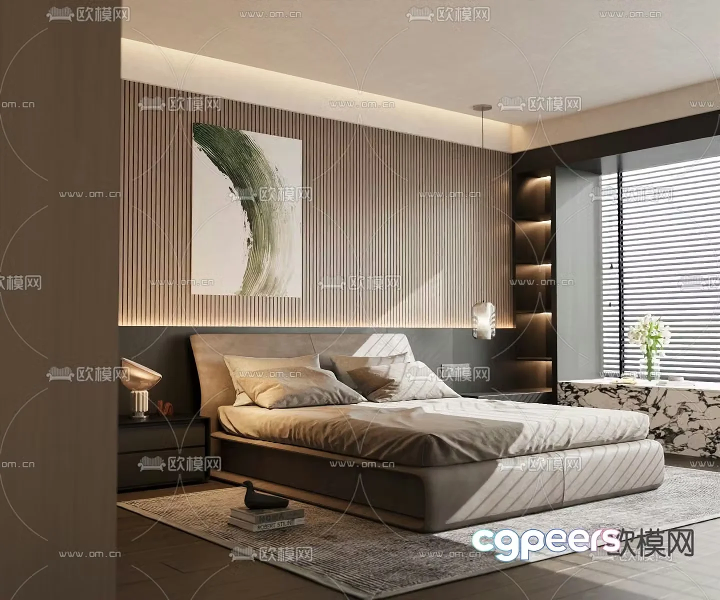 Italian double bed 3d model