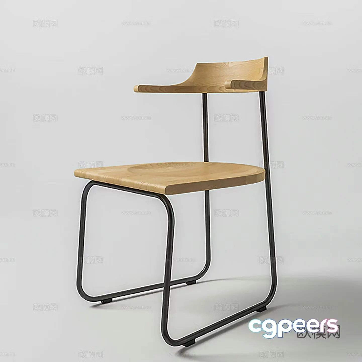 Modern leisure chair wrought iron chair dining chair single chair 3d model