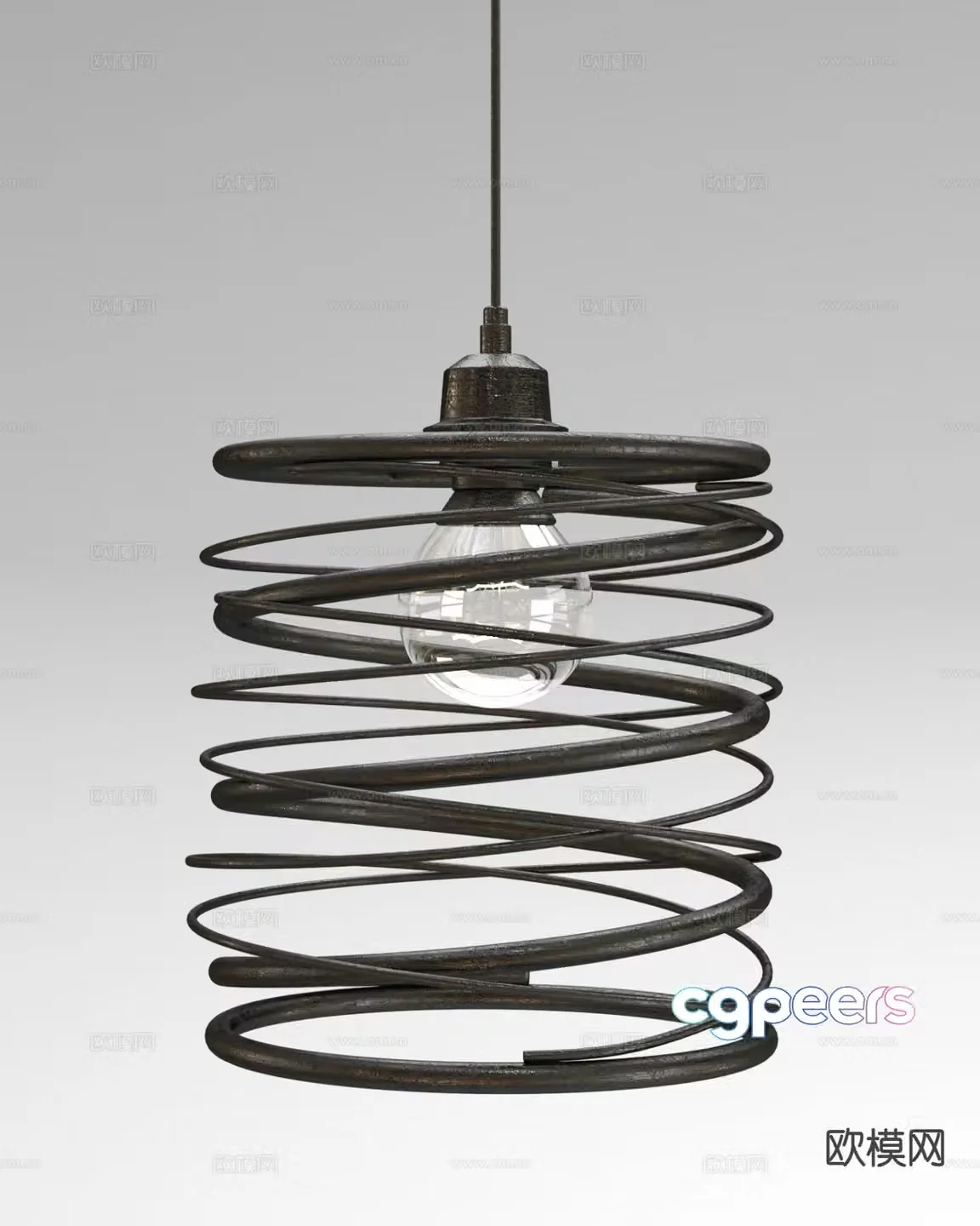 Industrial style wrought iron chandelier 3d model