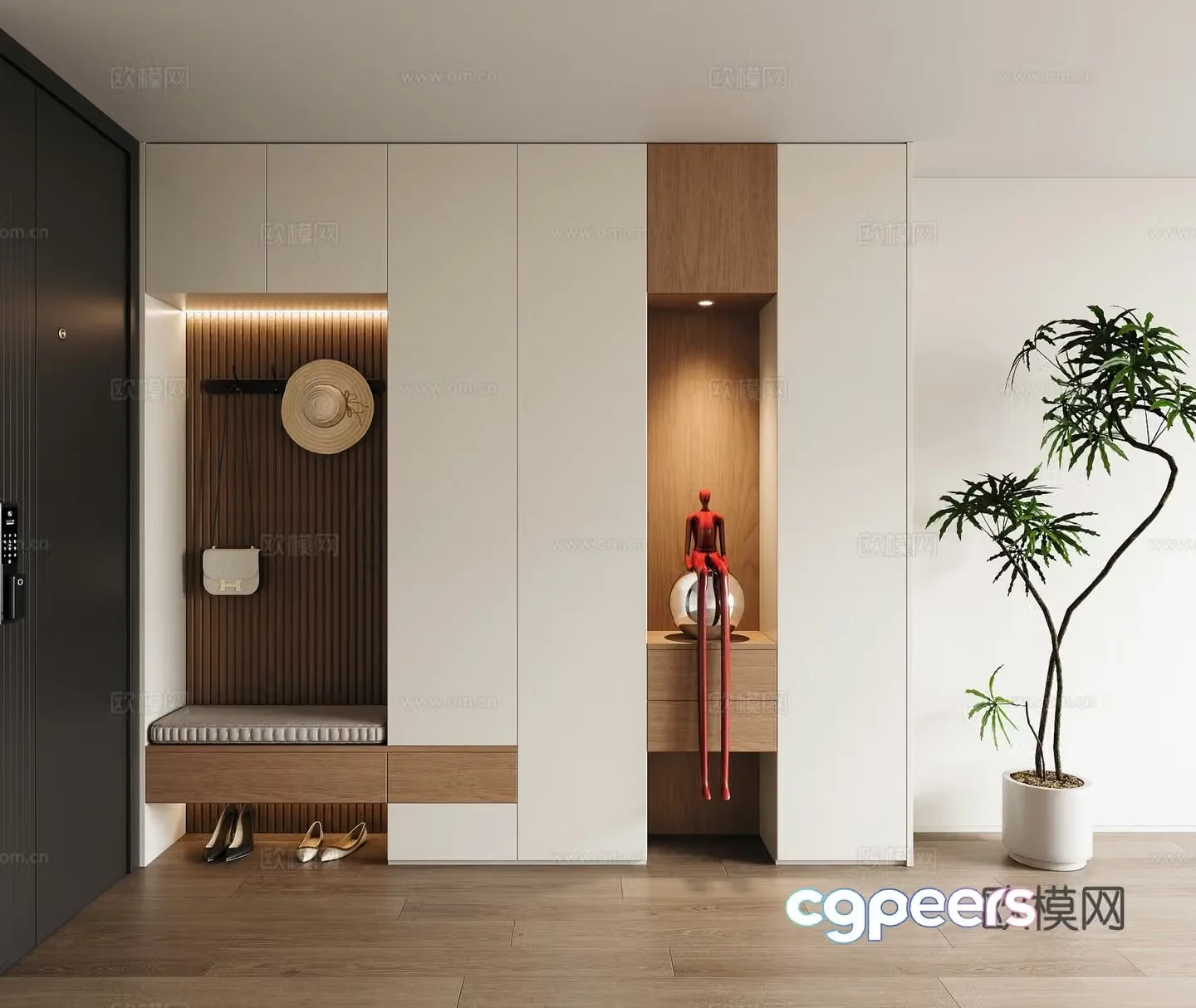 Modern entrance shoe cabinet home shoe cabinet 3D model
