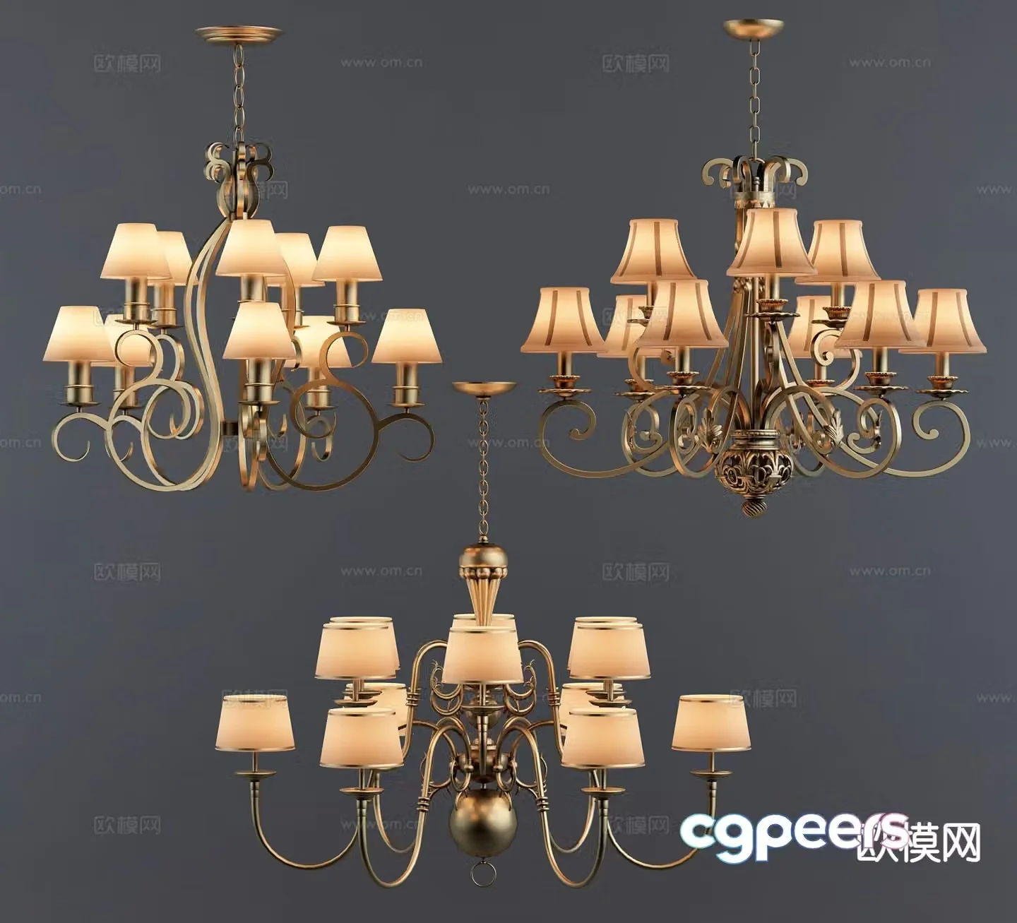 Simple European chandelier art chandelier 3d model