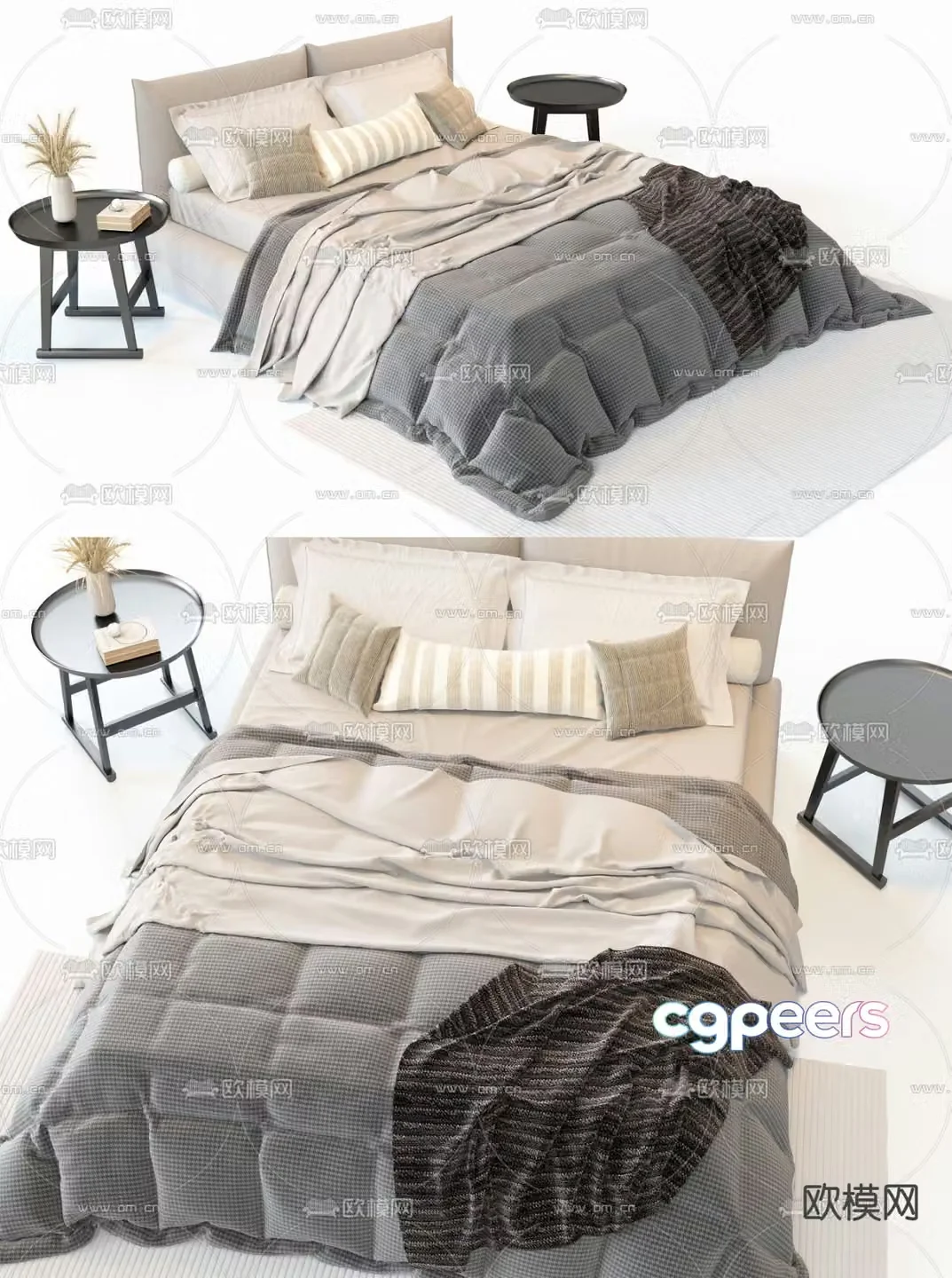 Italy Meridiani Scott double bed 3d model