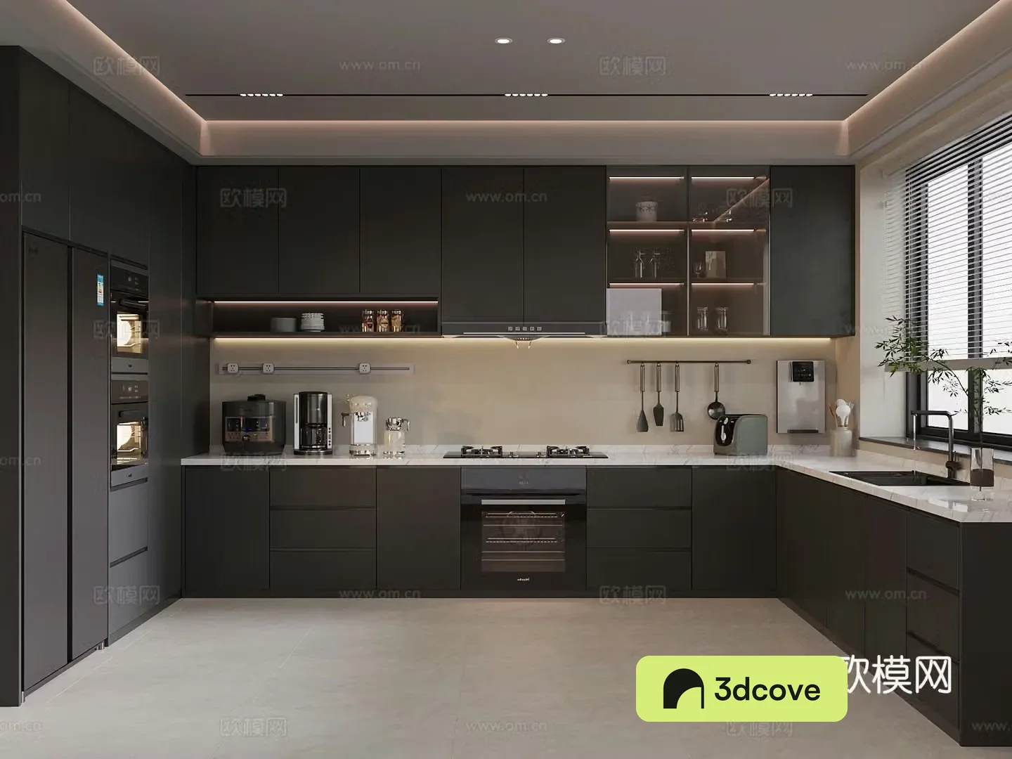 Modern Italian kitchen integrated manufacturing dishwasher refrigerator
