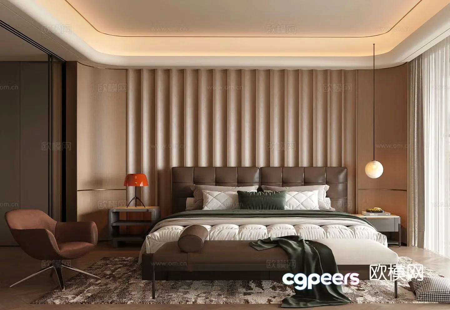 Modern Italian home bedroom Light luxury Italian bedroom Superior gray bedroom Bedroom without owner light 3D model