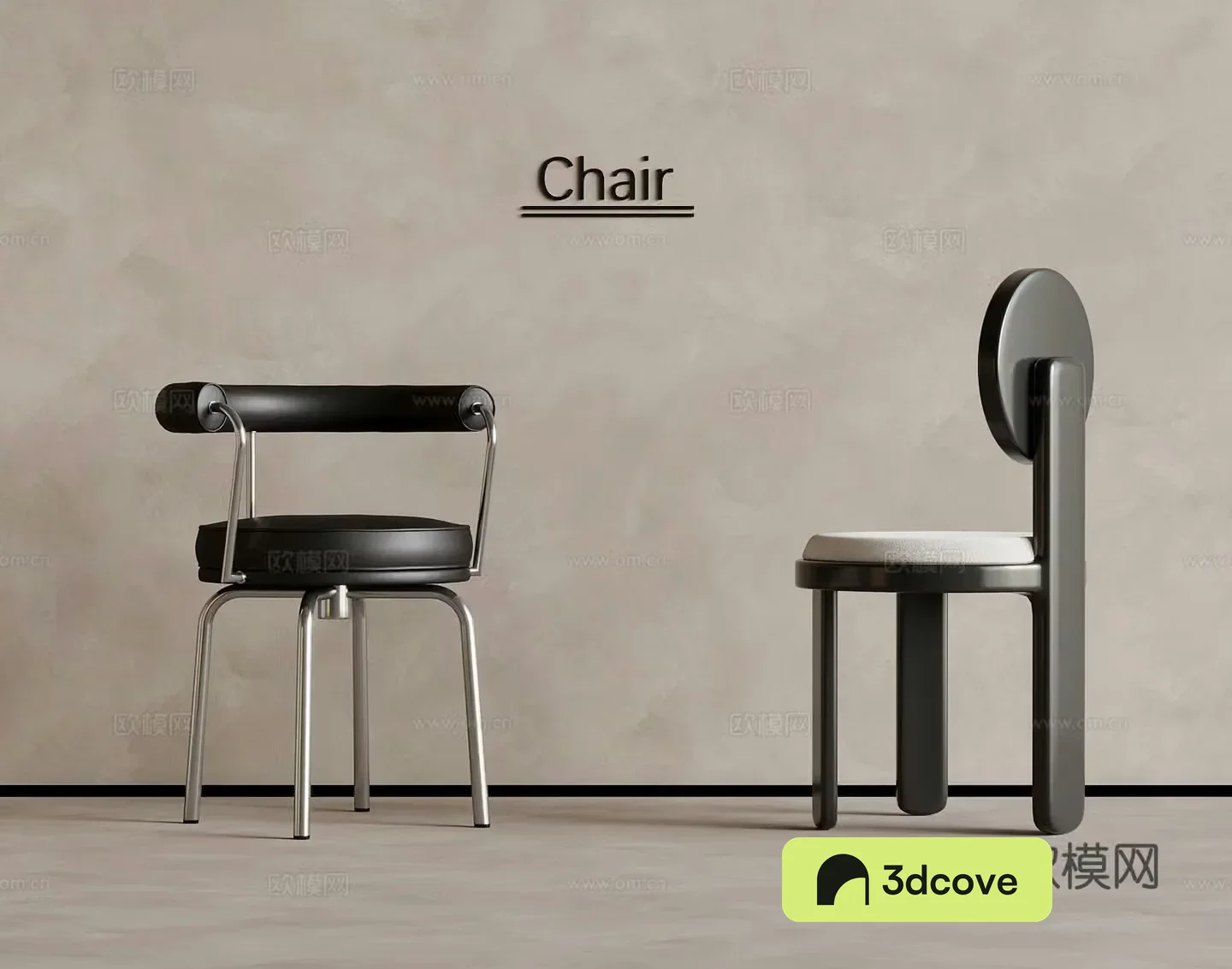 Medium style single chair writing chair dining chair 3d model