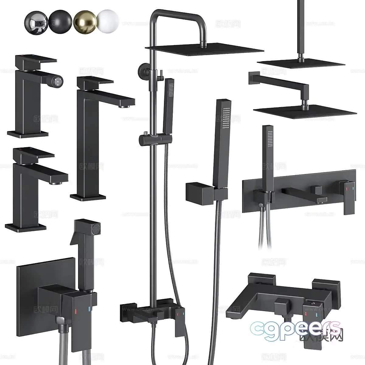 Modern Italian light luxury shower faucet 3D model