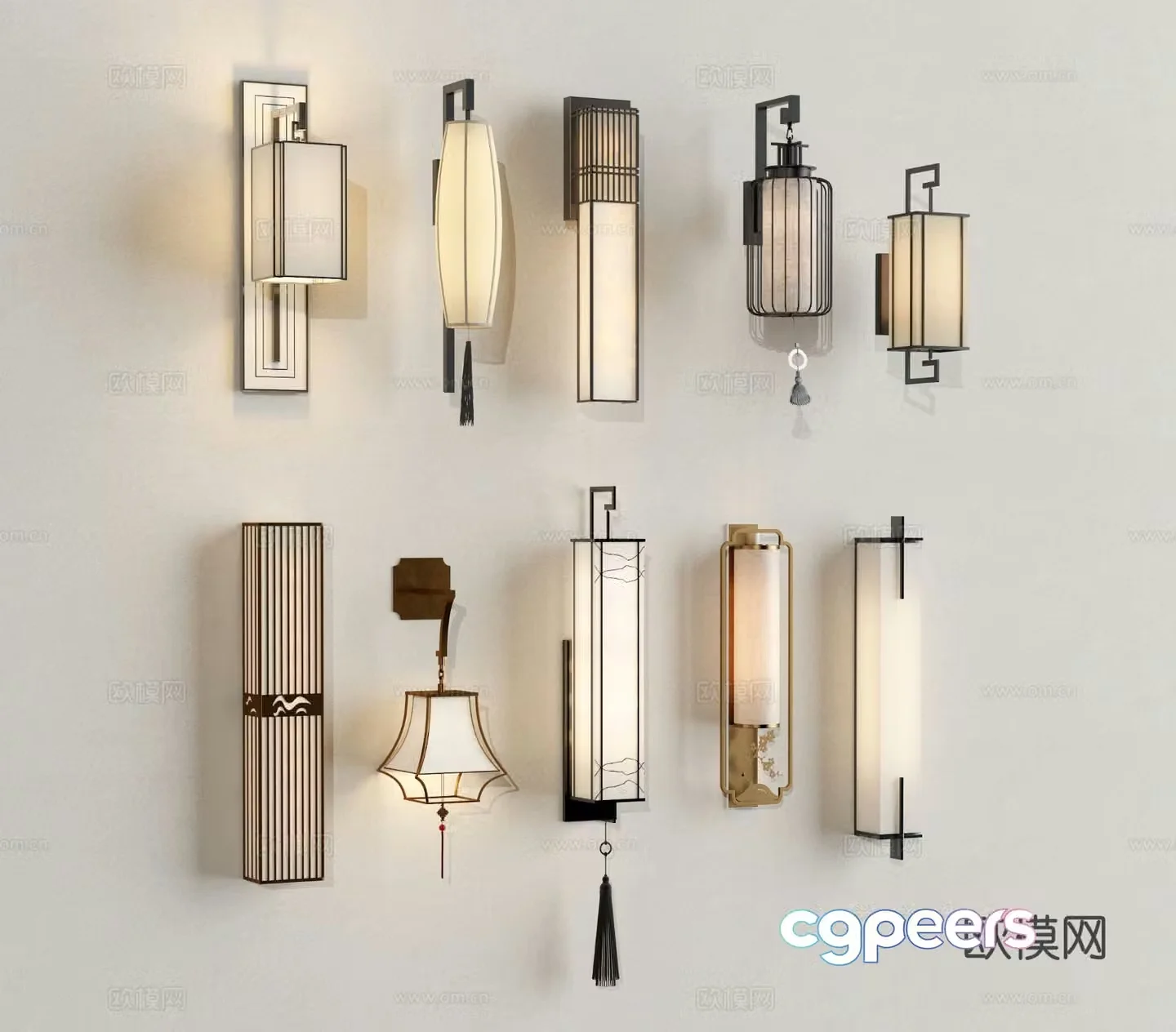 New Chinese style wall lamp Zen wall lamp 3D model