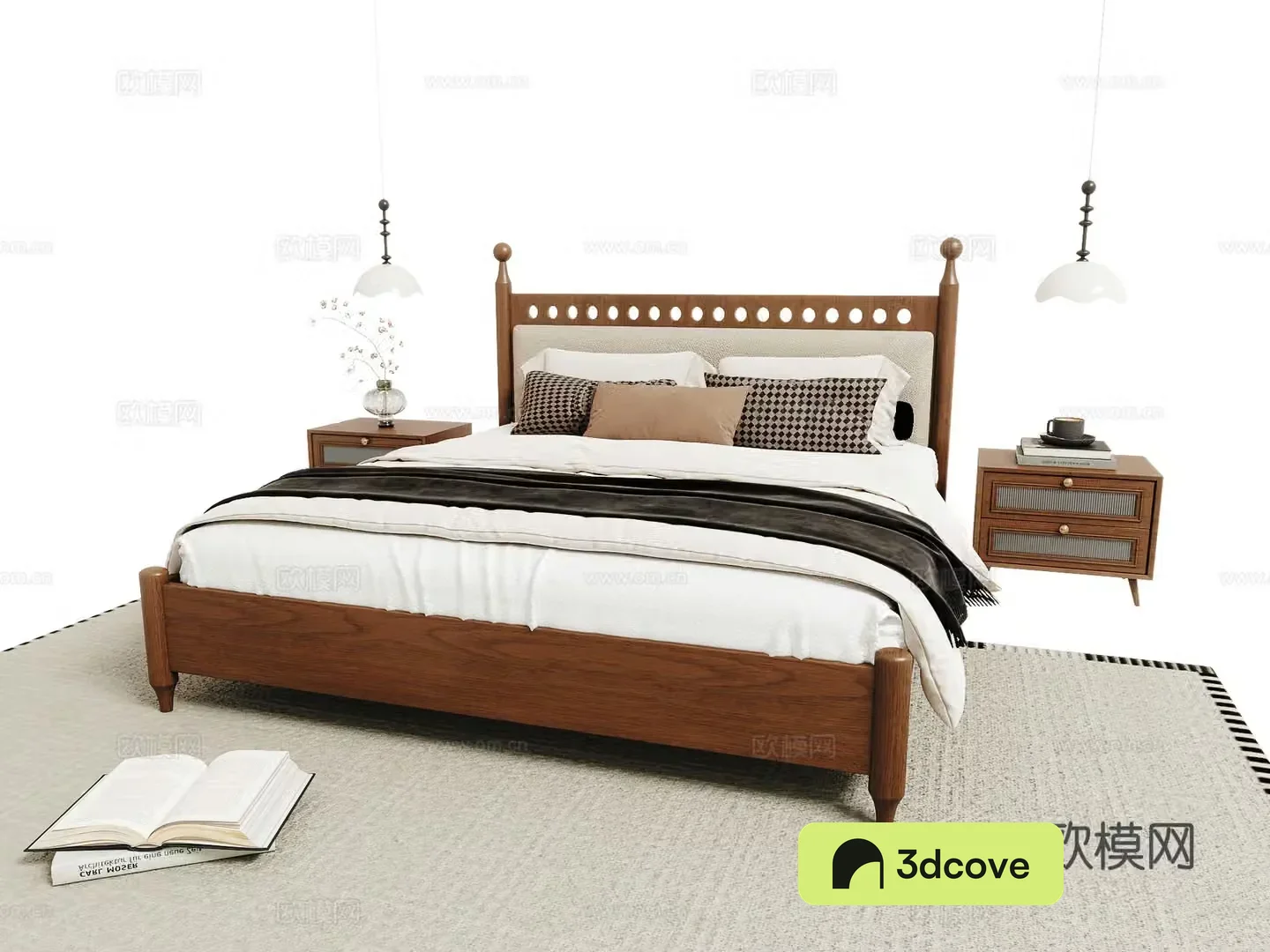 Middle-aged double bed 3D model