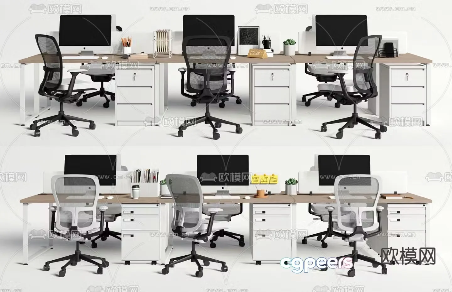 Card space desk post workstation 3D model