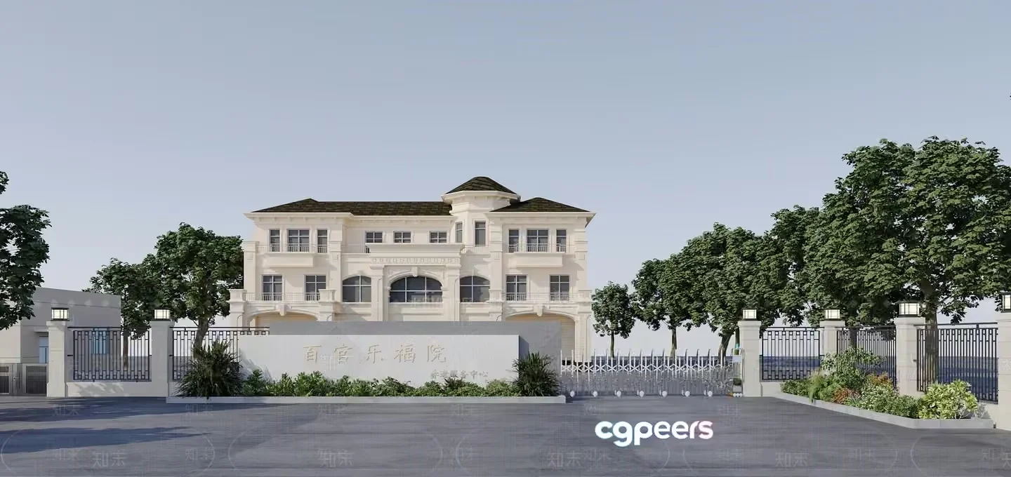 A Large White Building 3D Model – 12762 – VRAY Render