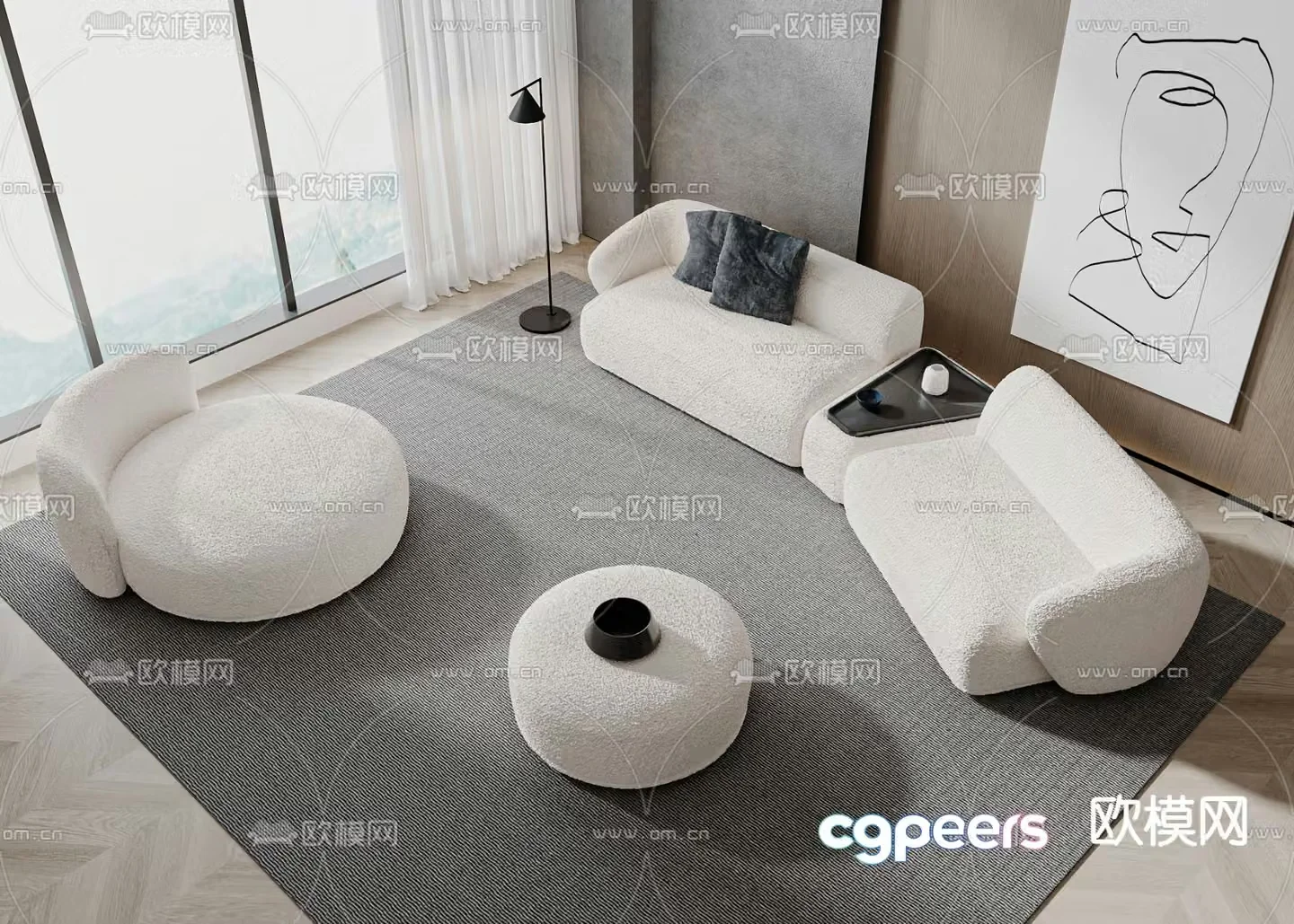 Meridiani modular sofa 3d model