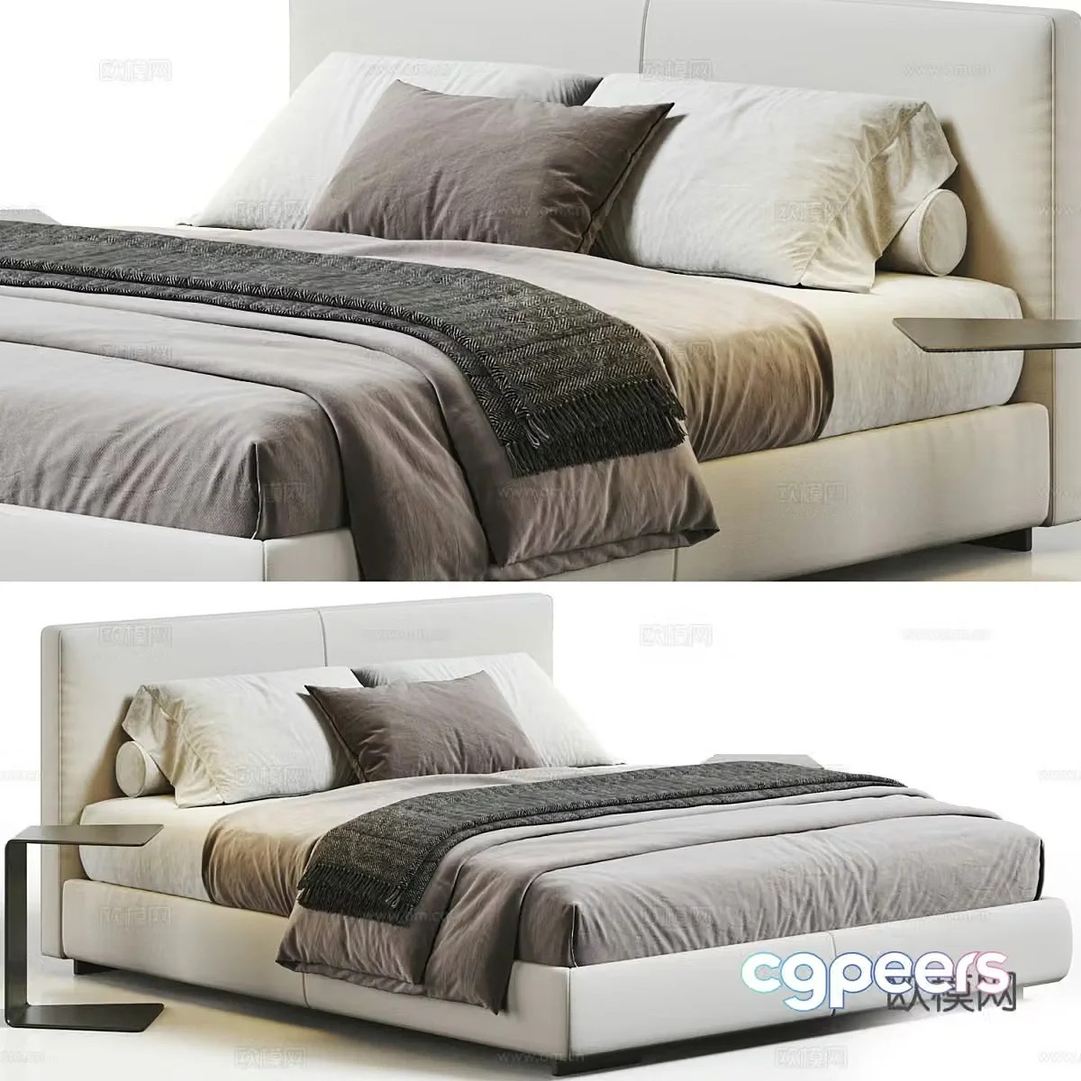 Modern Italian fabric double bed 3D model