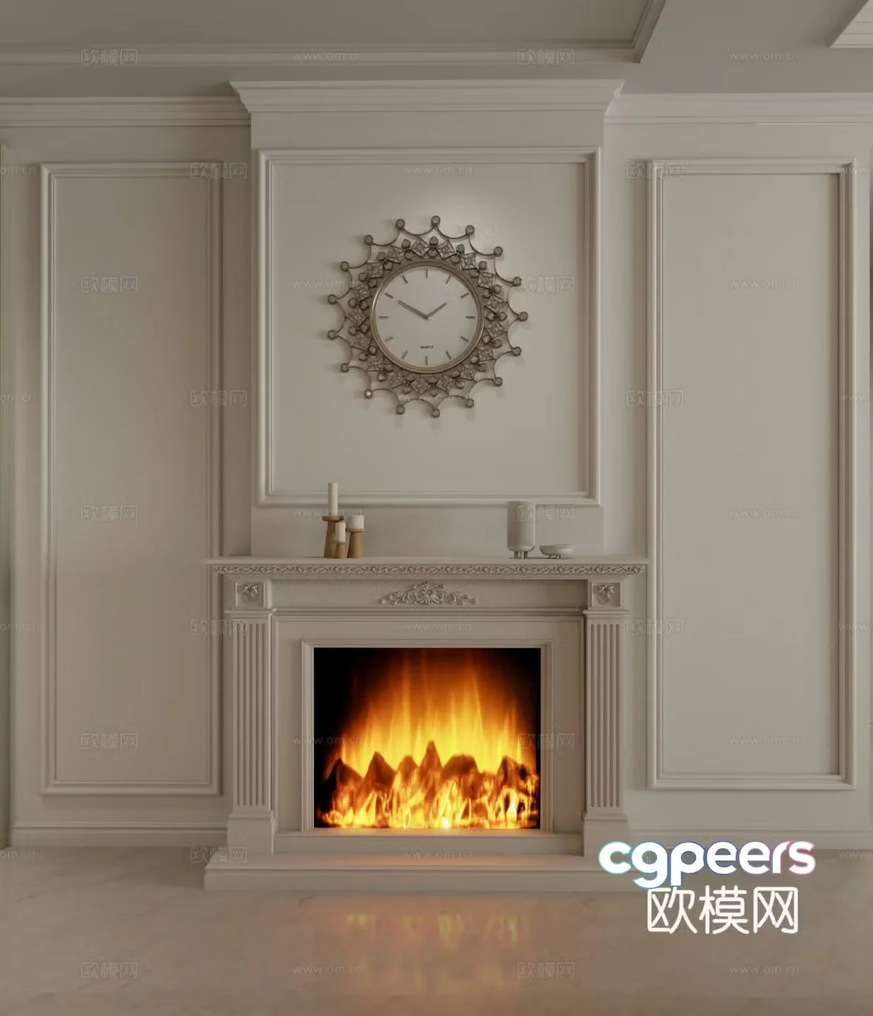 Simple European fireplace 3d model