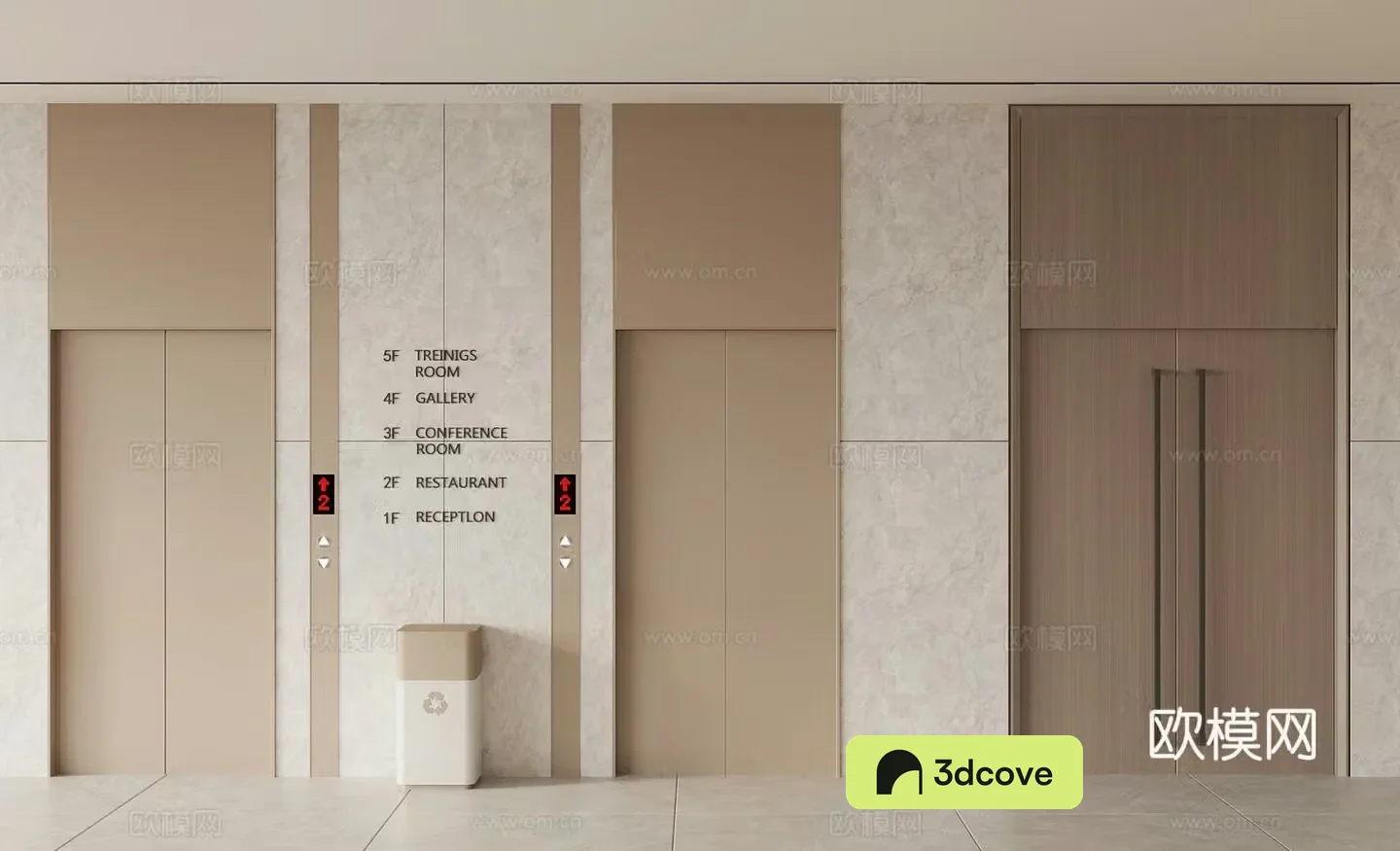 Modern elevator hall