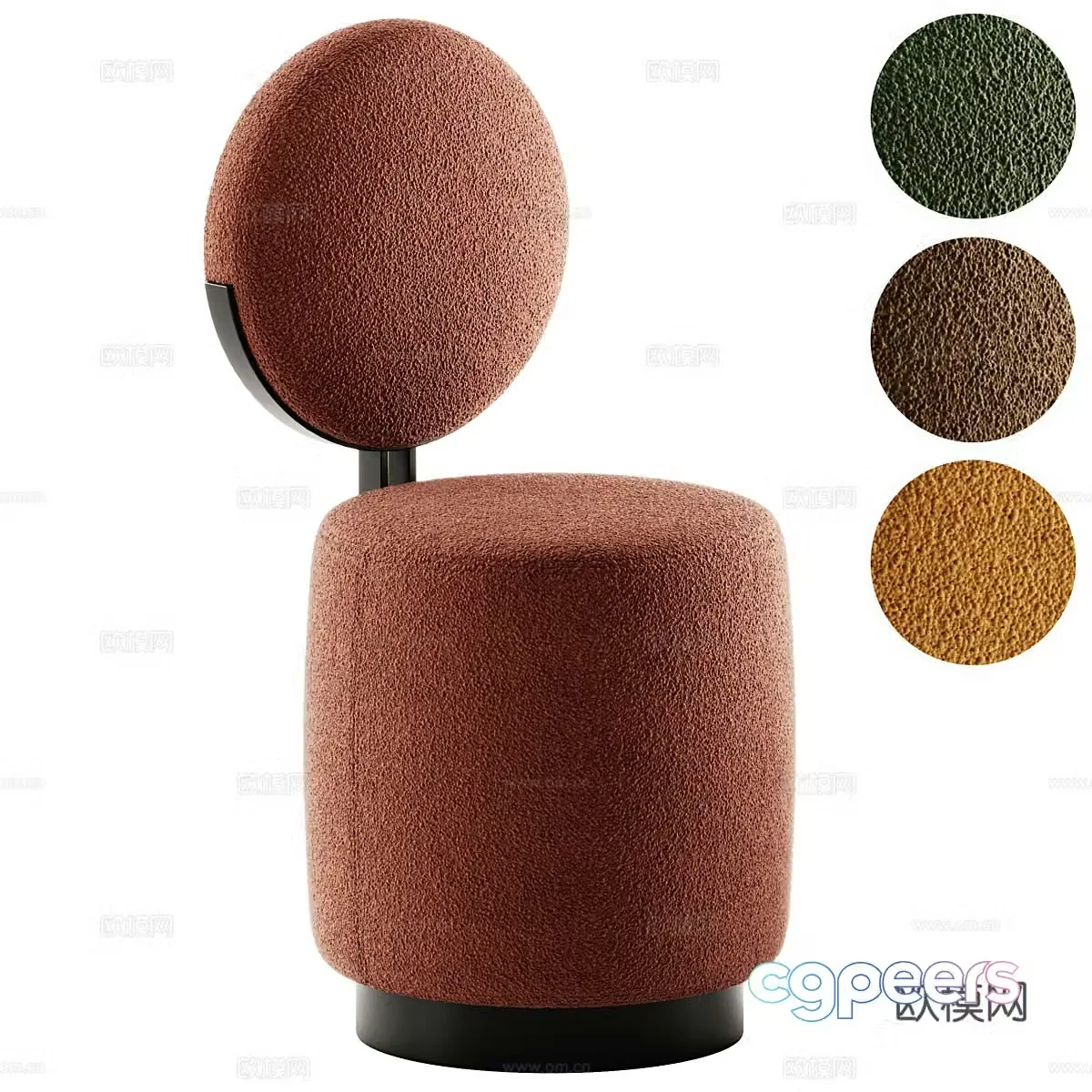 New Chinese light luxury fabric single chair 3D model