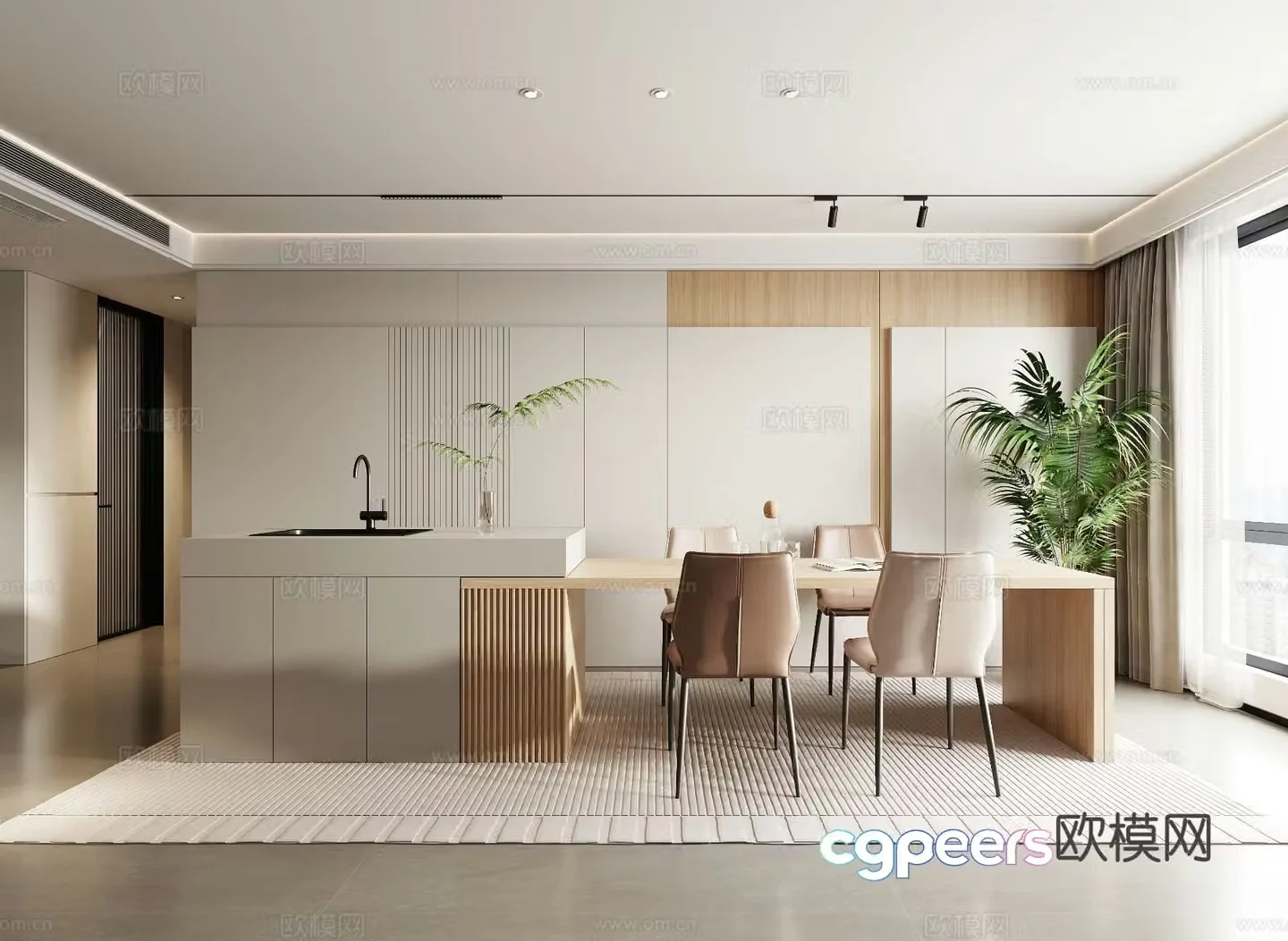 Modern restaurant Nakajima Dining table and chairs 3d model