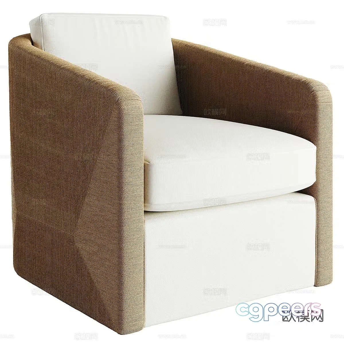 New Chinese rattan fabric armchair 3D model