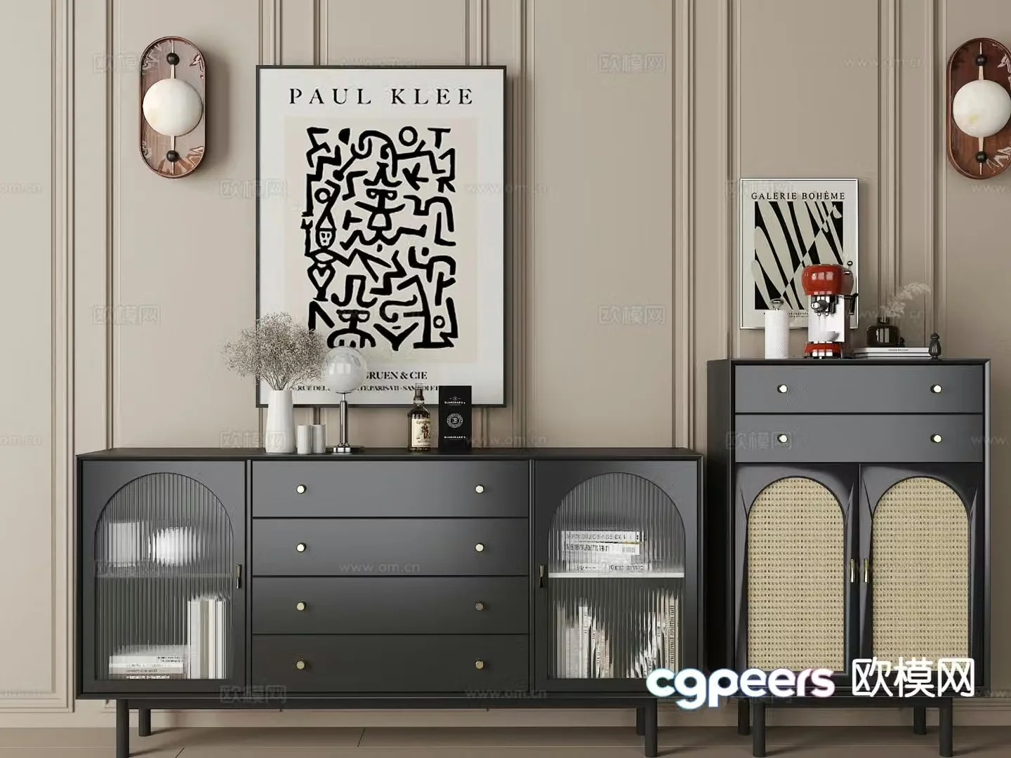 Middle-aged sideboard sideboard 3D model