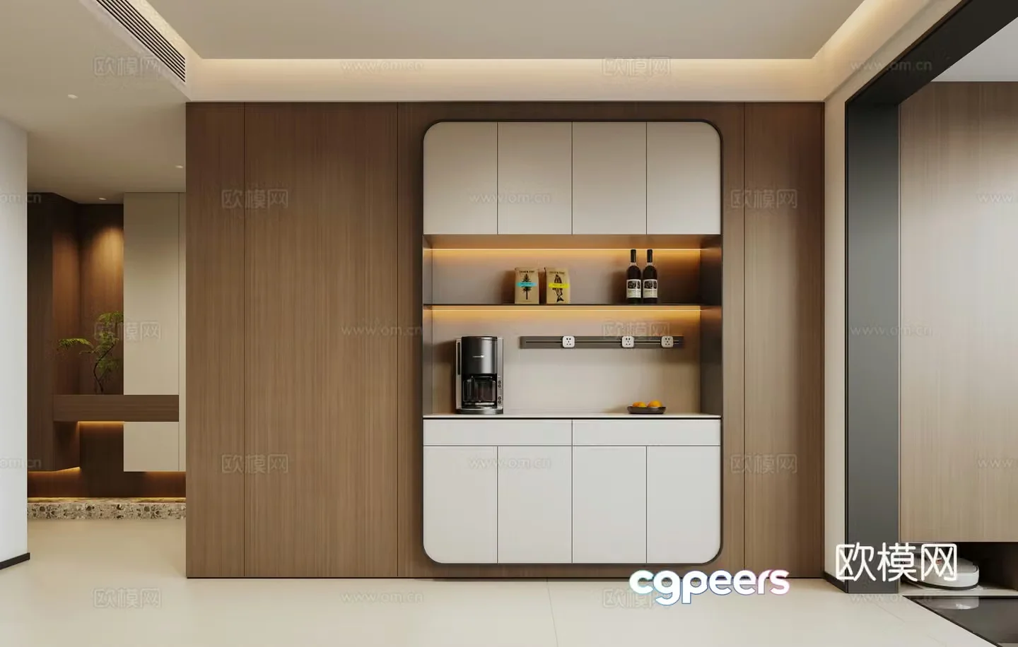 Italian light luxury restaurant sideboard 3D model