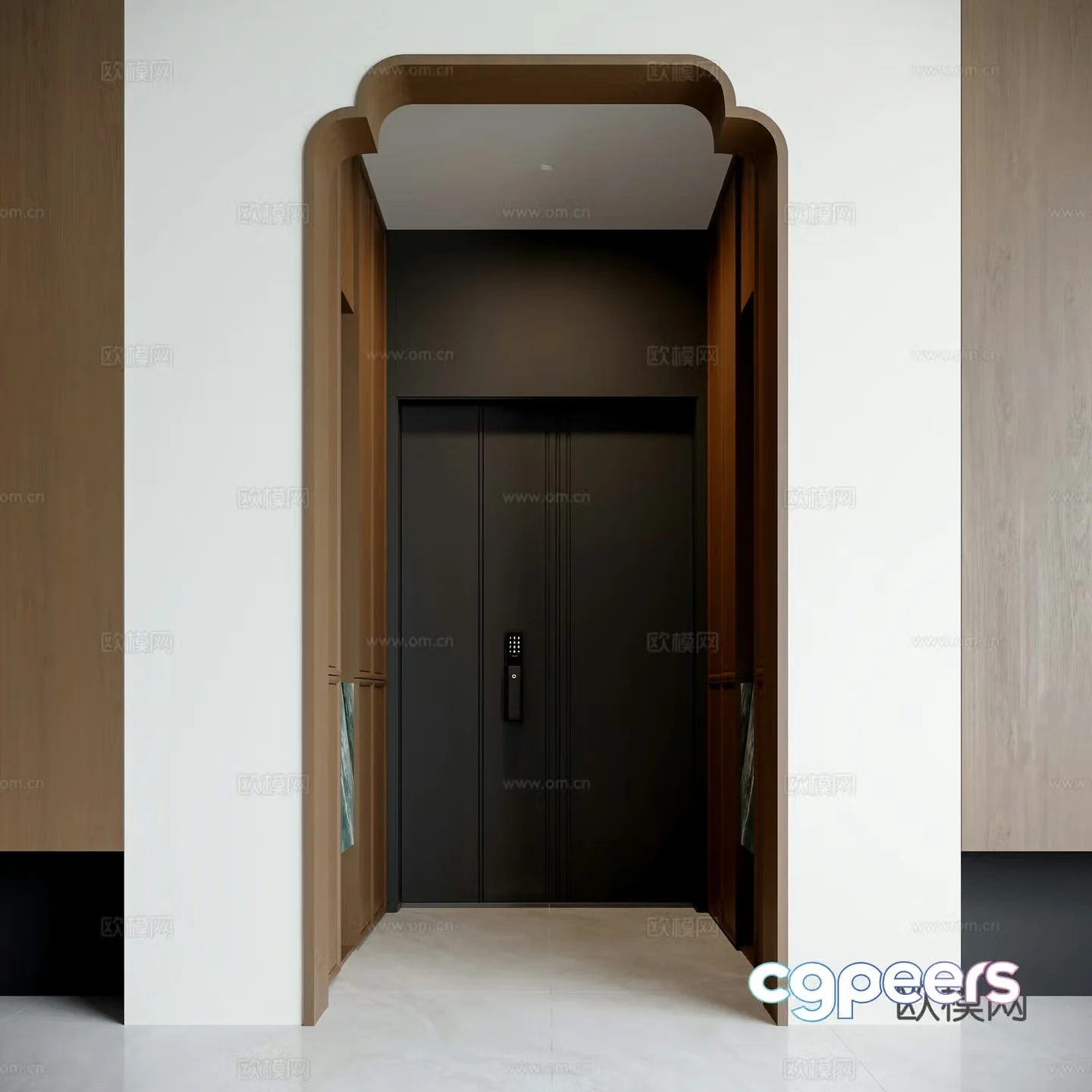 Modern entrance hall aisle door opening 3D model