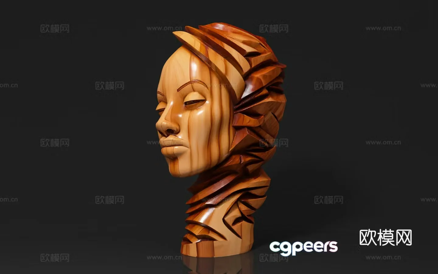Character sculpture portrait carving Wood carving Sculpture ornaments Character decoration Art creativity Suck 3D model