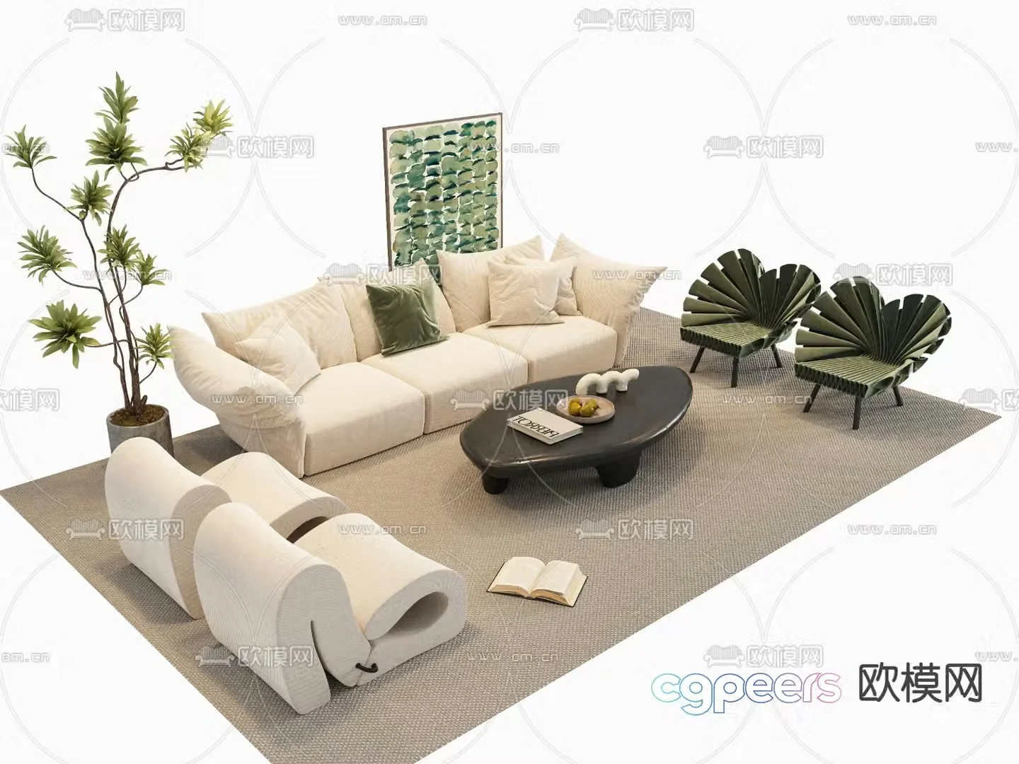 Modern sectional sofa 3d model