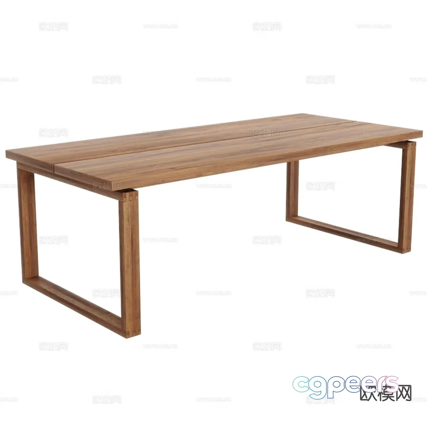Solid wood dining table 3d model
