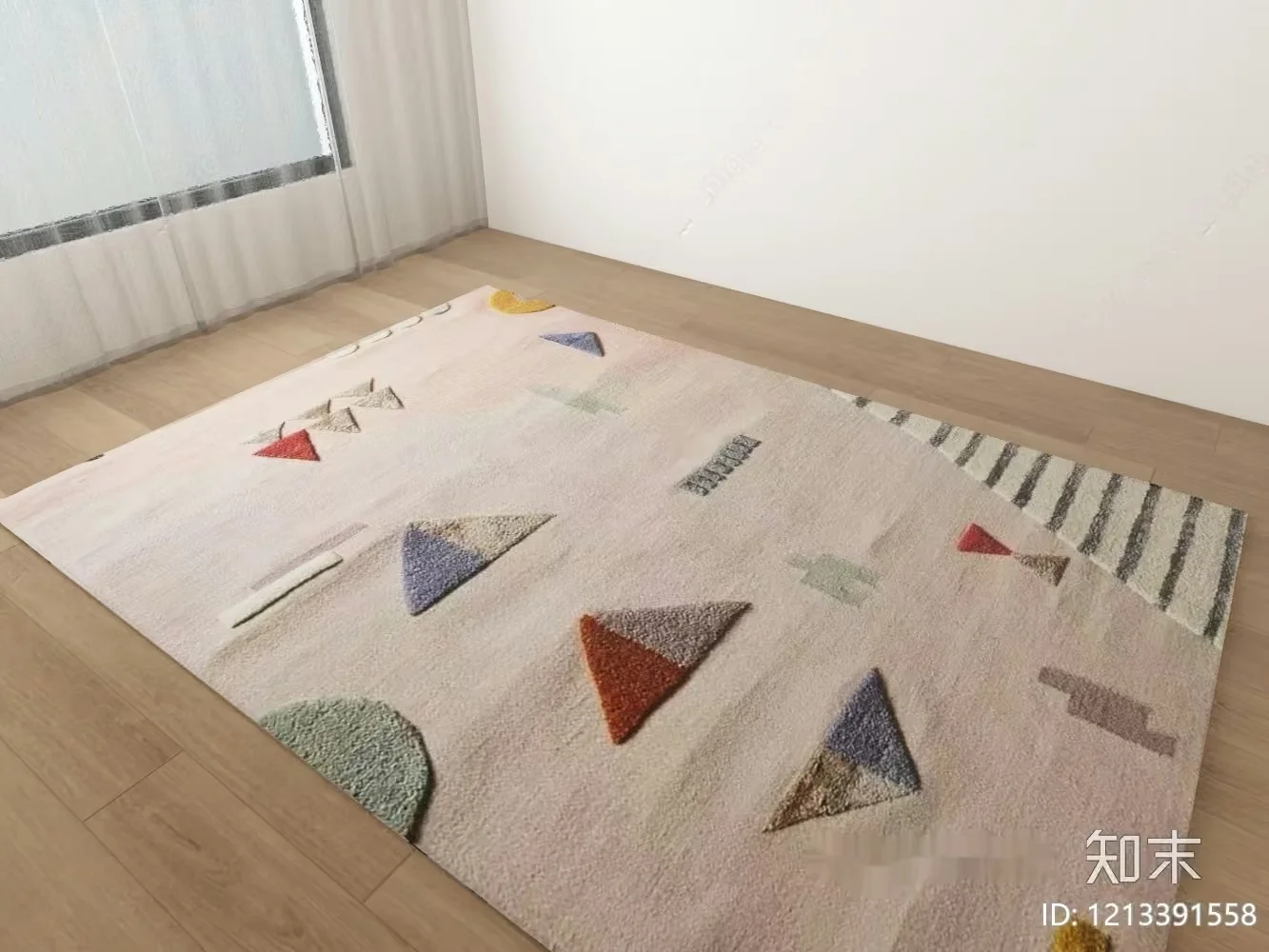 Cozy Geometric Rug In A Room 3D Model – 8022 – VRAY Render